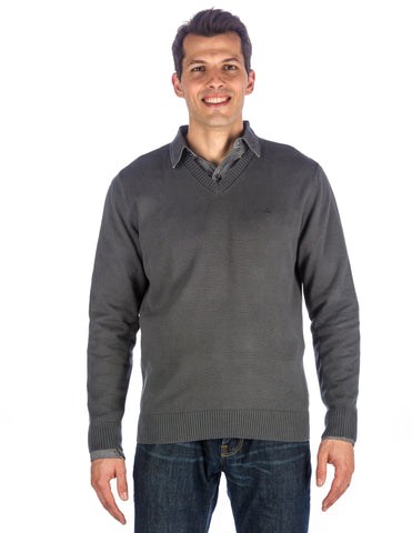 Men's 100% Cotton V-Neck Essential Sweater