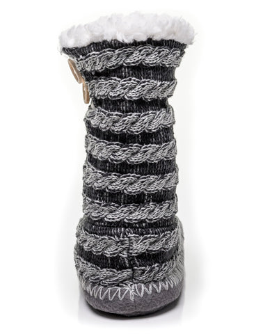 Women's Cable Knit Button Accent Indoor Boot Slippers
