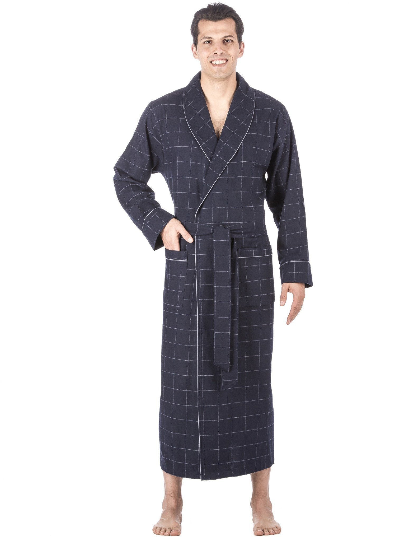 Men's Premium 100% Cotton Flannel Long Robe