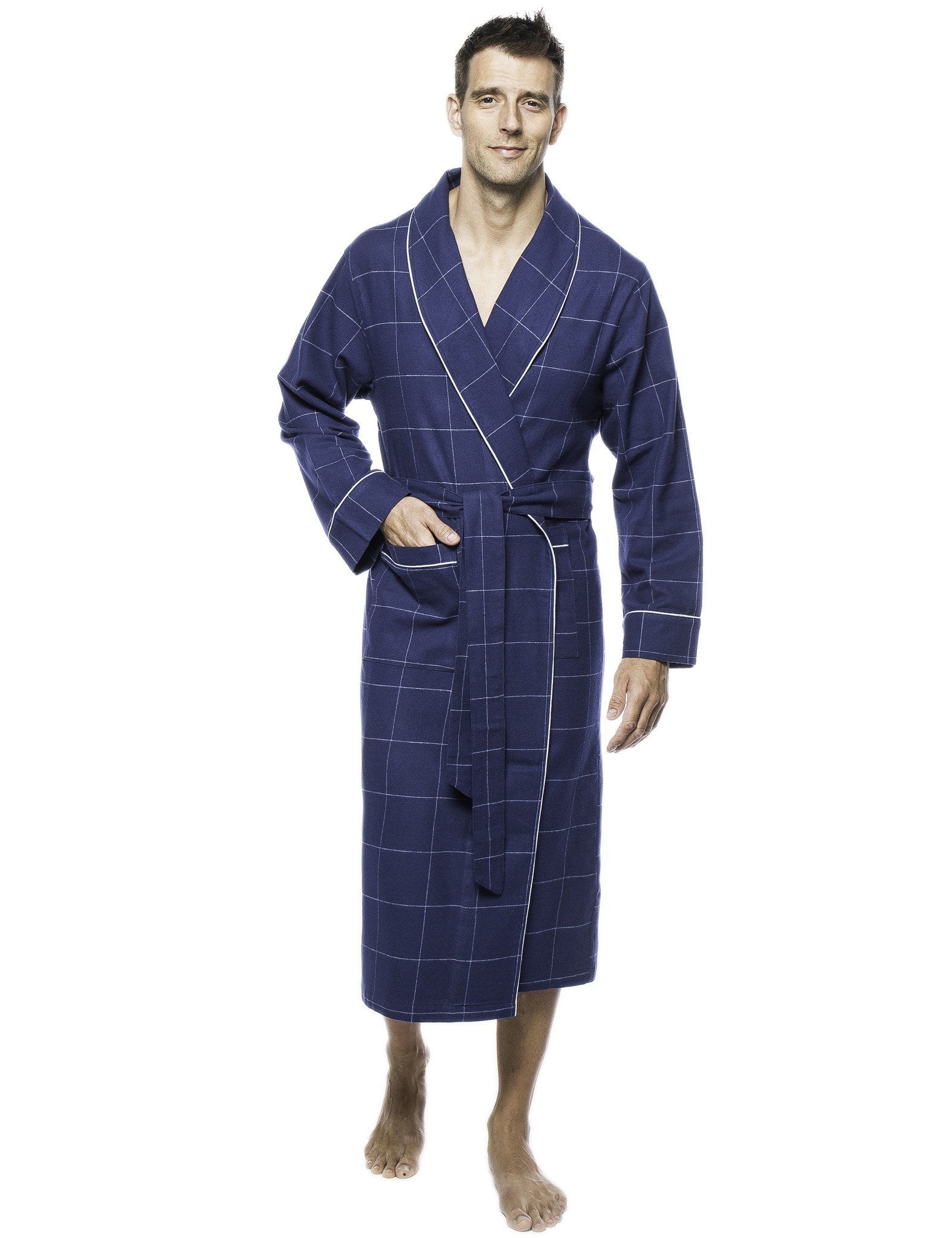 Mens Robe - Premium 100% Cotton Flannel Robe