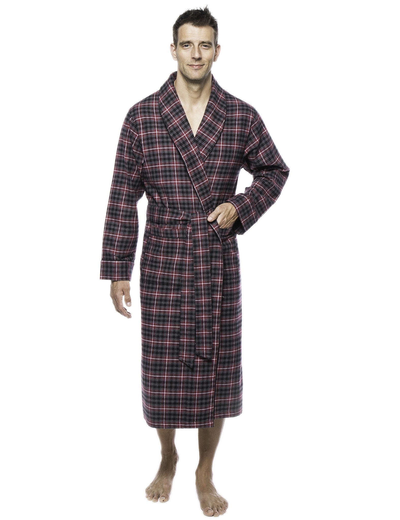 Mens Robe - Premium 100% Cotton Flannel Robe