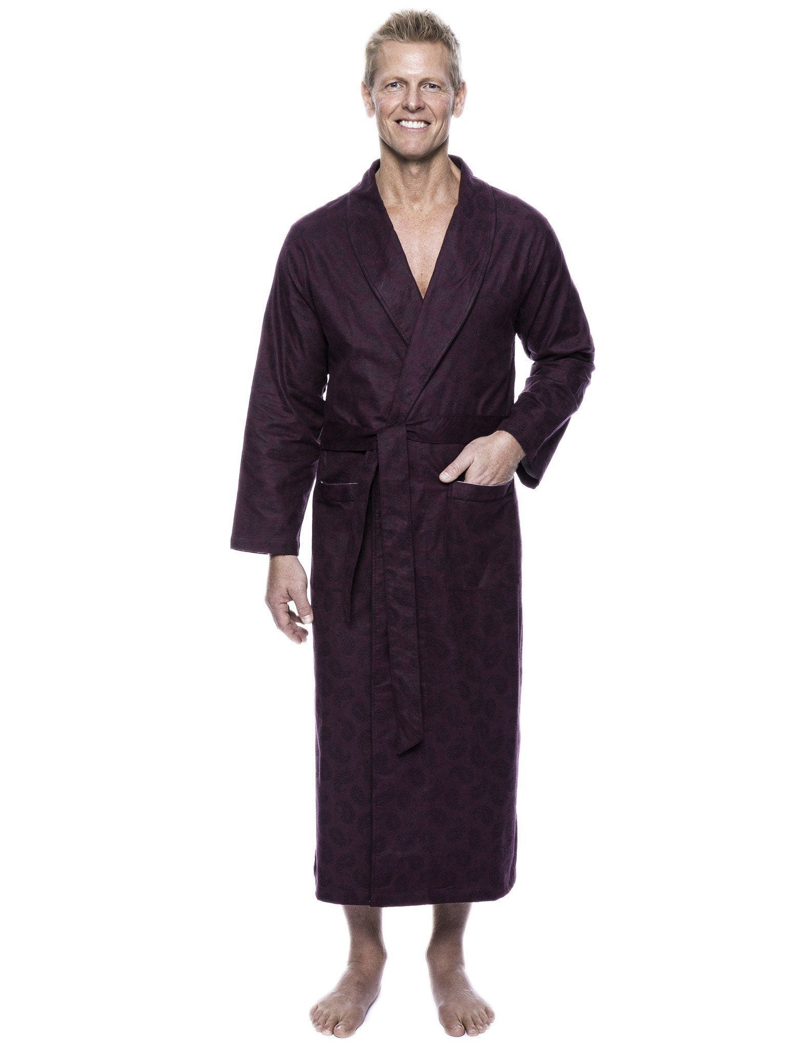 Men's 100% Cotton Thick Flannel Long Robe