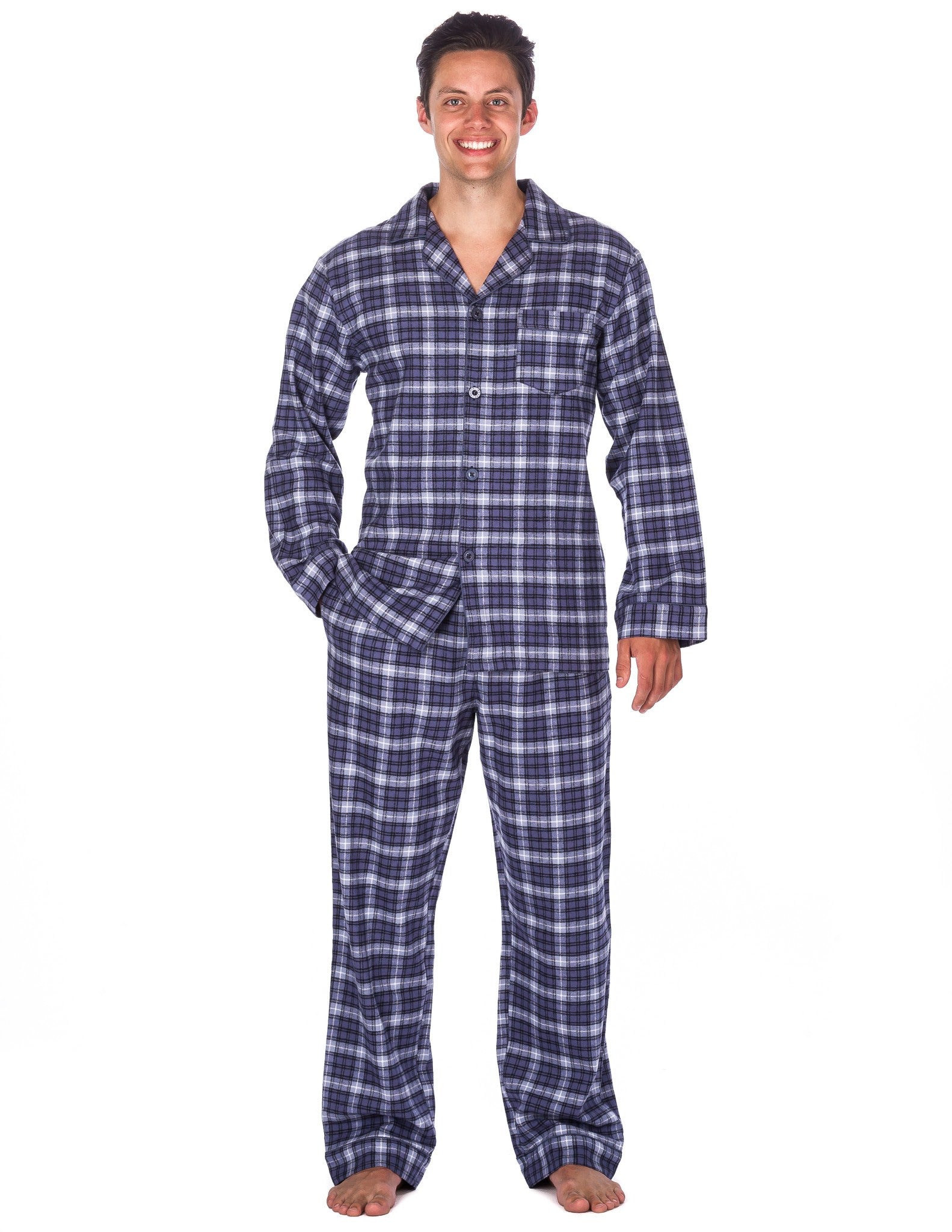 Men's Premium 100% Cotton Flannel Pajama Sleepwear Set (Relaxed Fit)