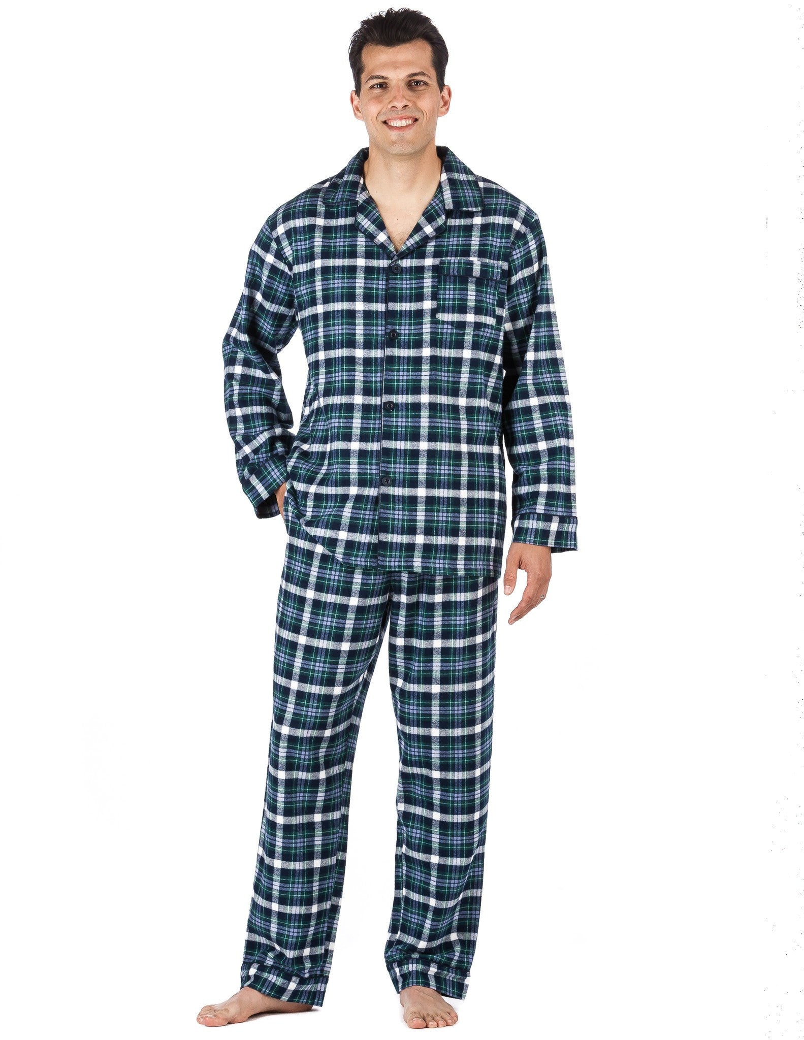 Men's Premium 100% Cotton Flannel Pajama Sleepwear Set (Relaxed Fit)