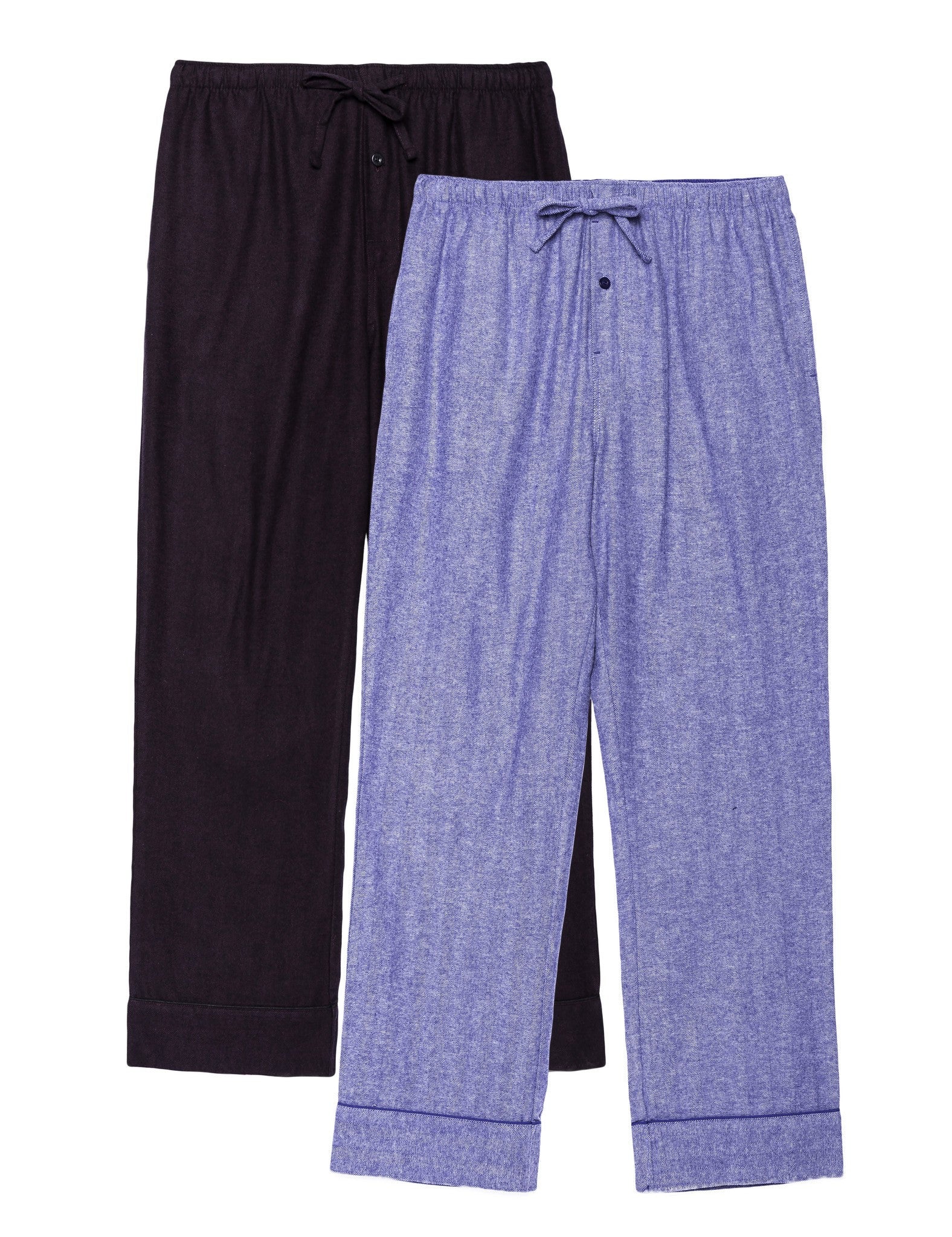Men's 100% Cotton Flannel Lounge Pants - 2 Pack
