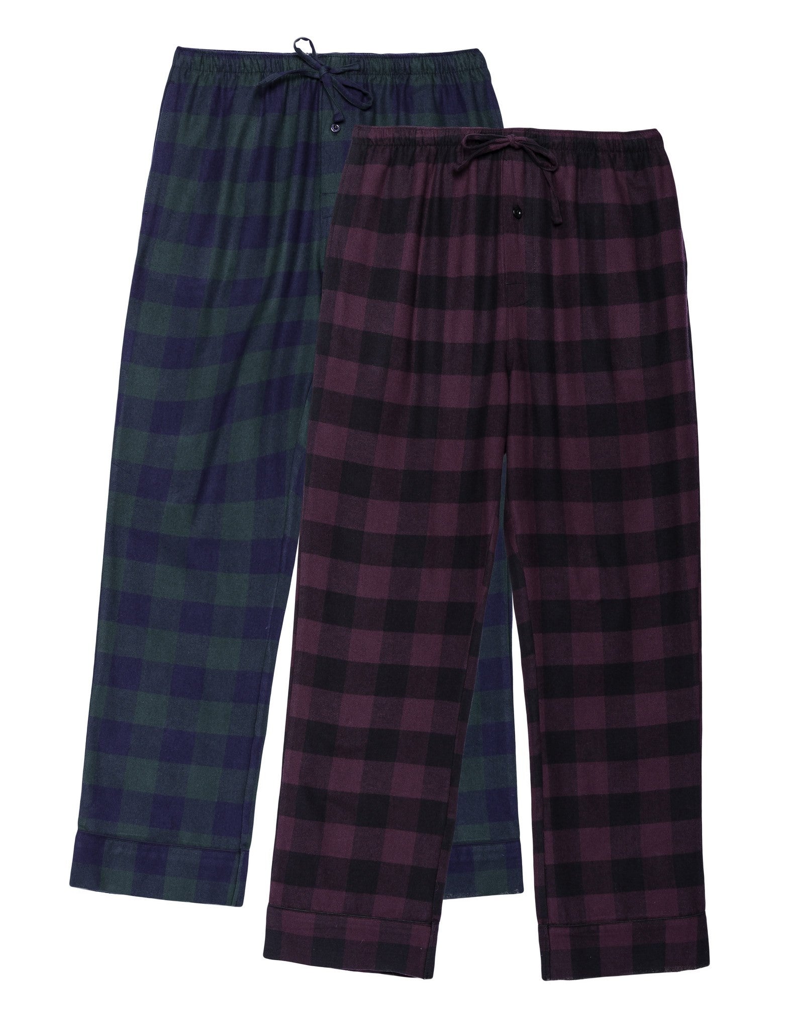 Men's 100% Cotton Flannel Lounge Pants - 2 Pack