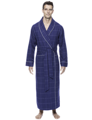 Men's Premium 100% Cotton Flannel Long Robe
