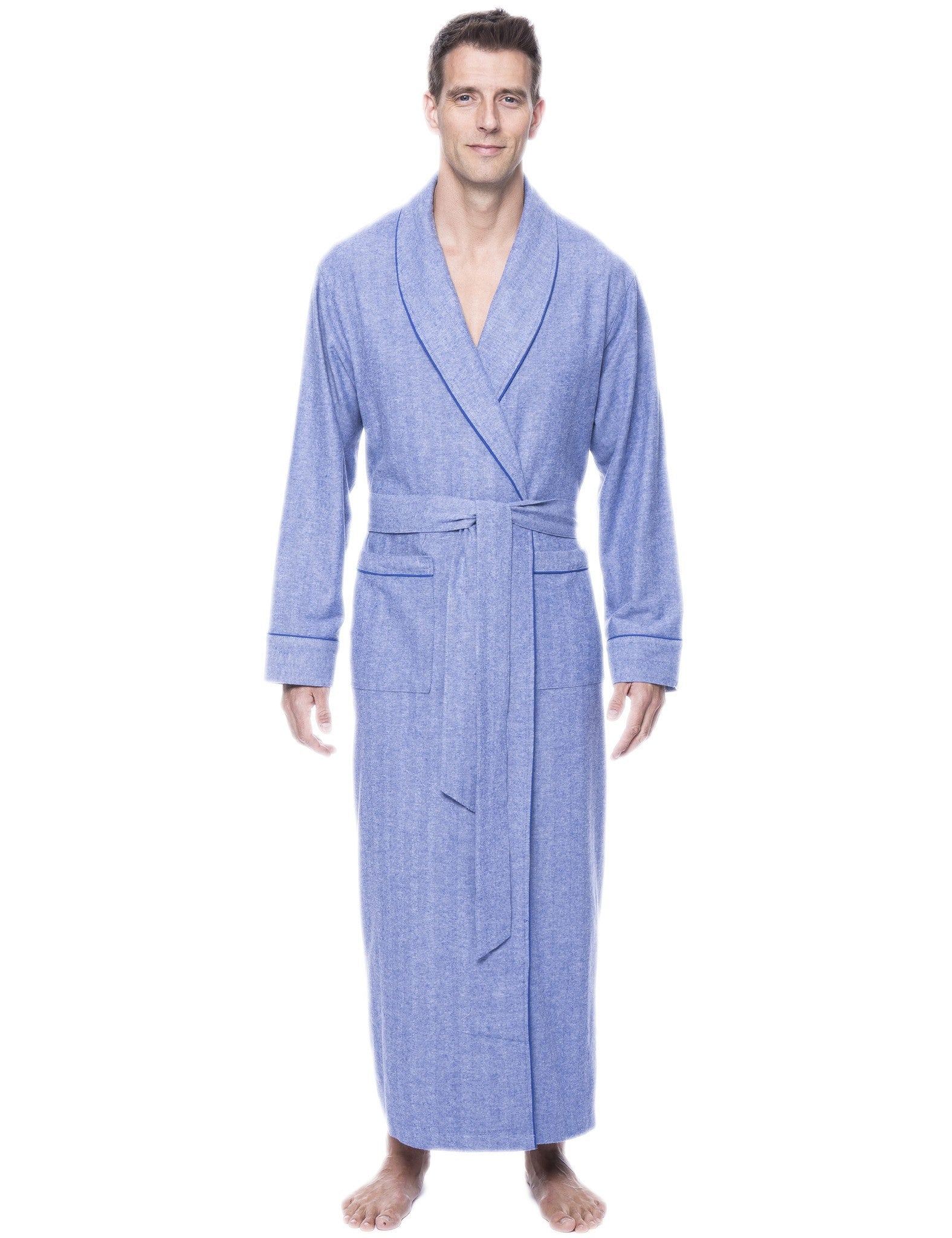 Men's Premium 100% Cotton Flannel Long Robe