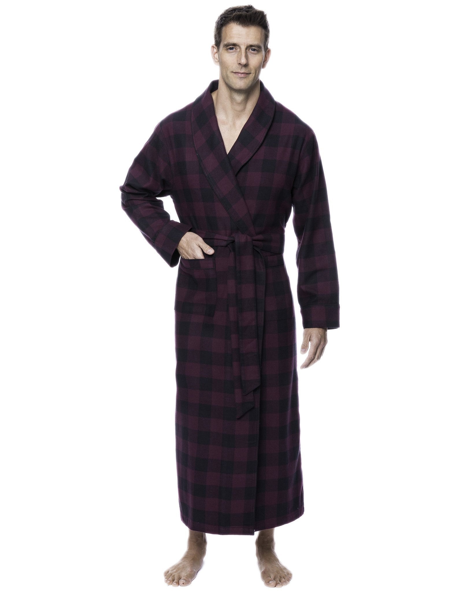 Men's Premium 100% Cotton Flannel Long Robe