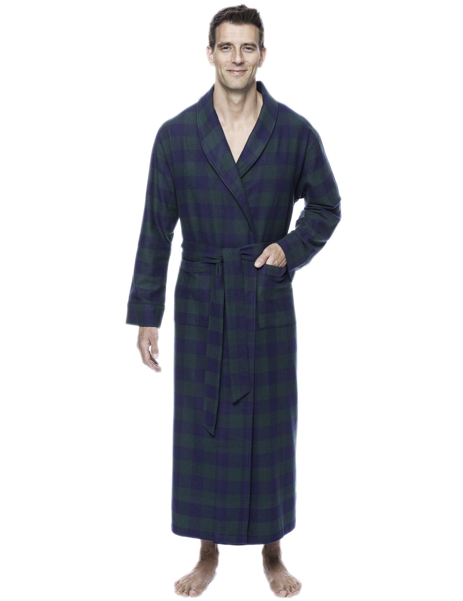 Men's Premium 100% Cotton Flannel Long Robe