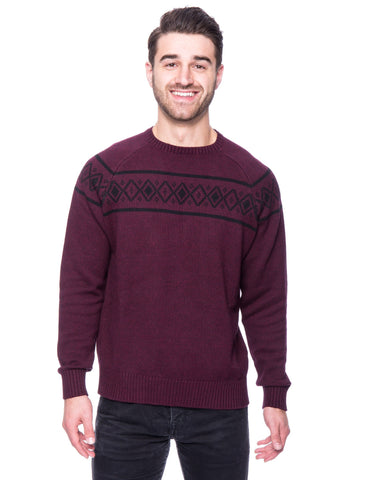 Box-Packaged Tocco Reale Men's 100% Cotton Crew Neck Sweater with Fair Isle Stripe