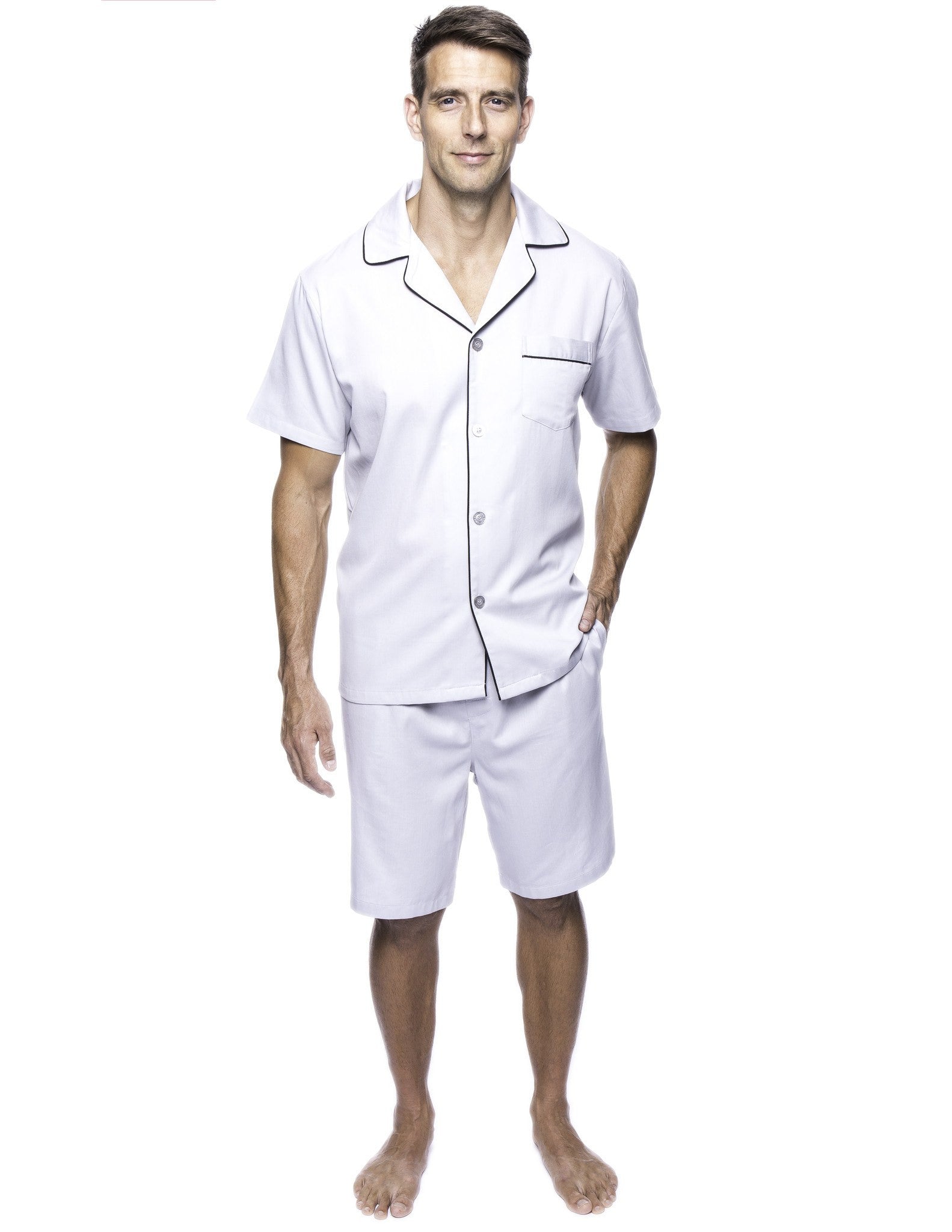 Twin Boat Men's 100% Woven Cotton Short Pajama Sleepwear Set