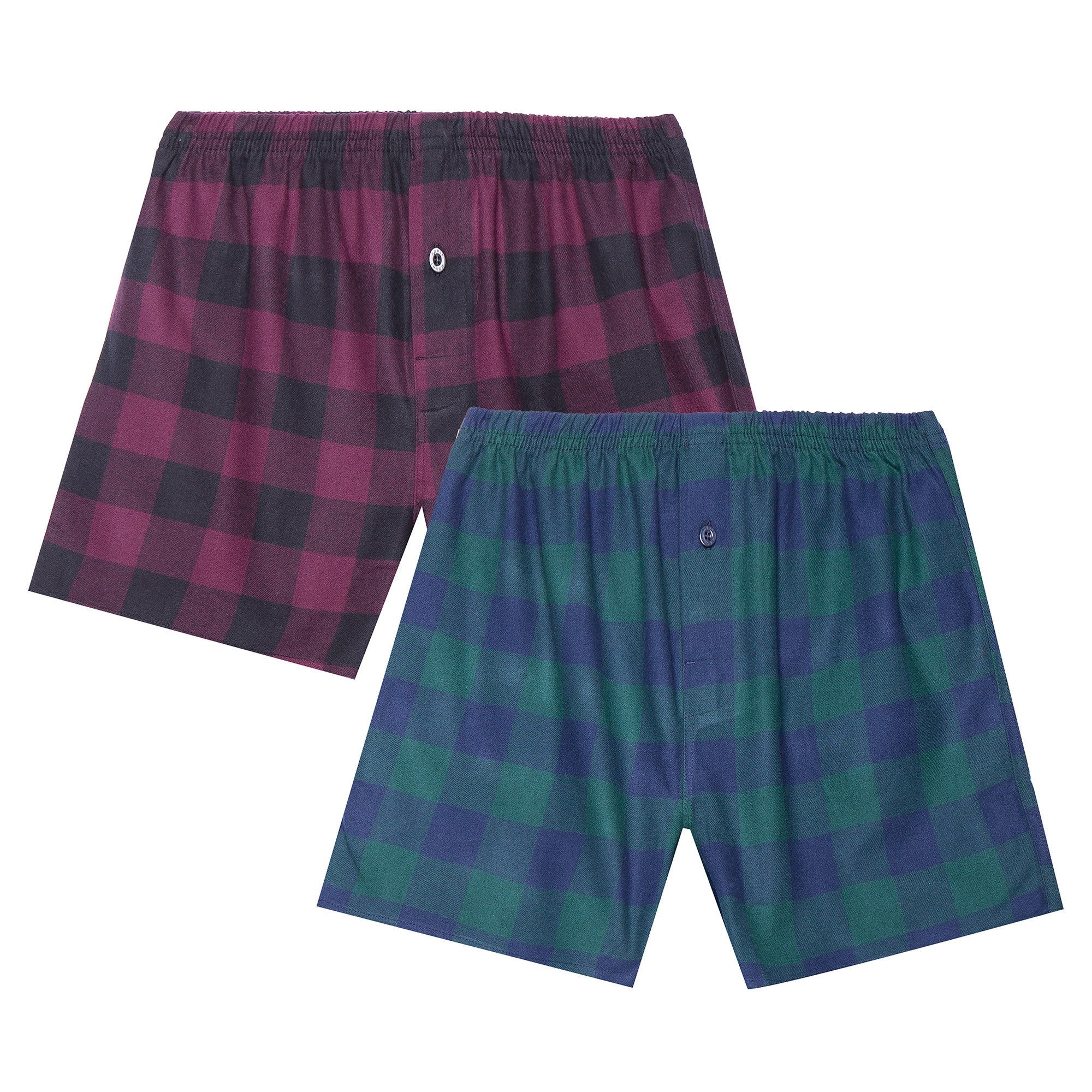 Men's 100% Cotton Flannel Boxers - 2 Pack