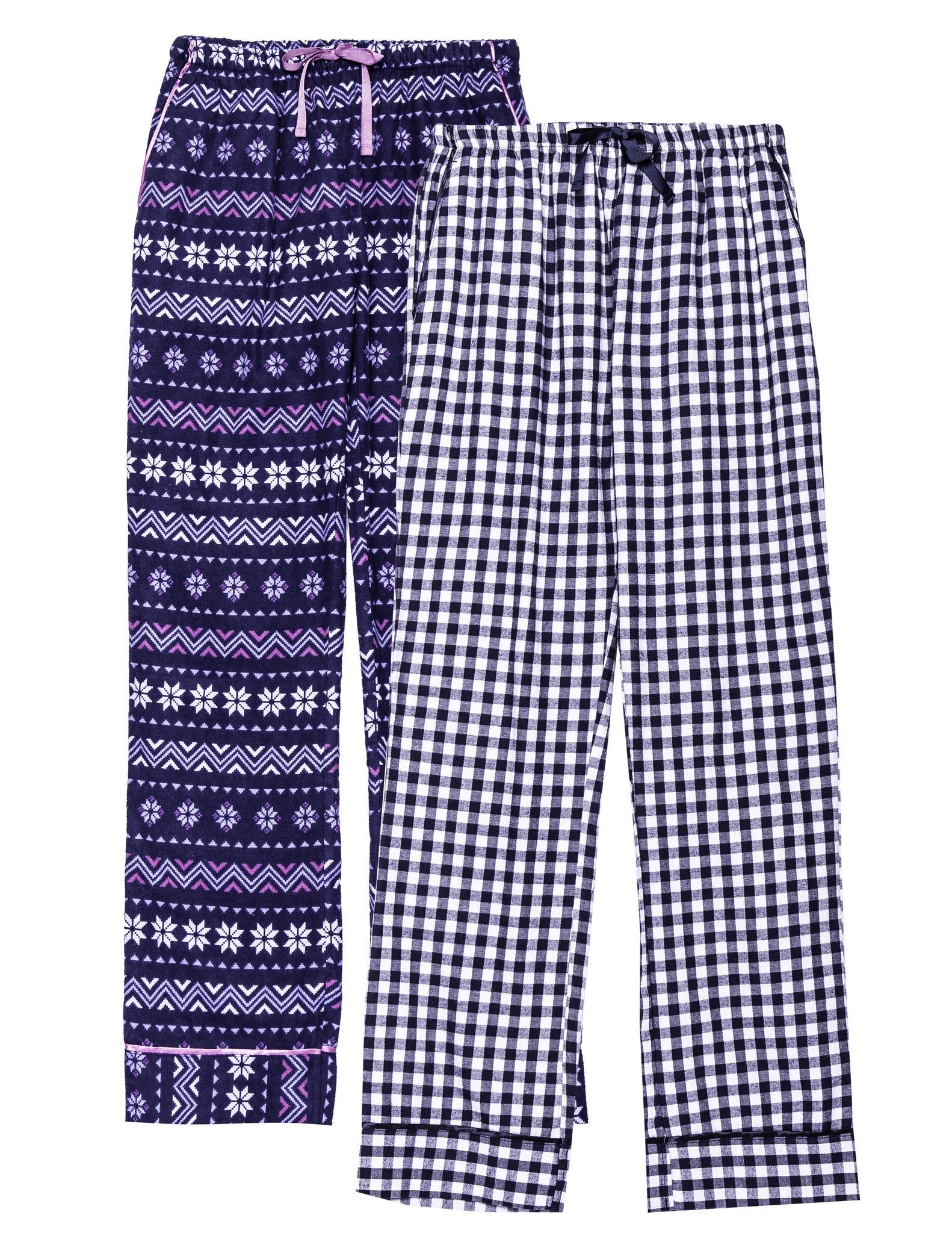 Women's 2 Pack Cotton Flannel Lounge Pants with Free Socks