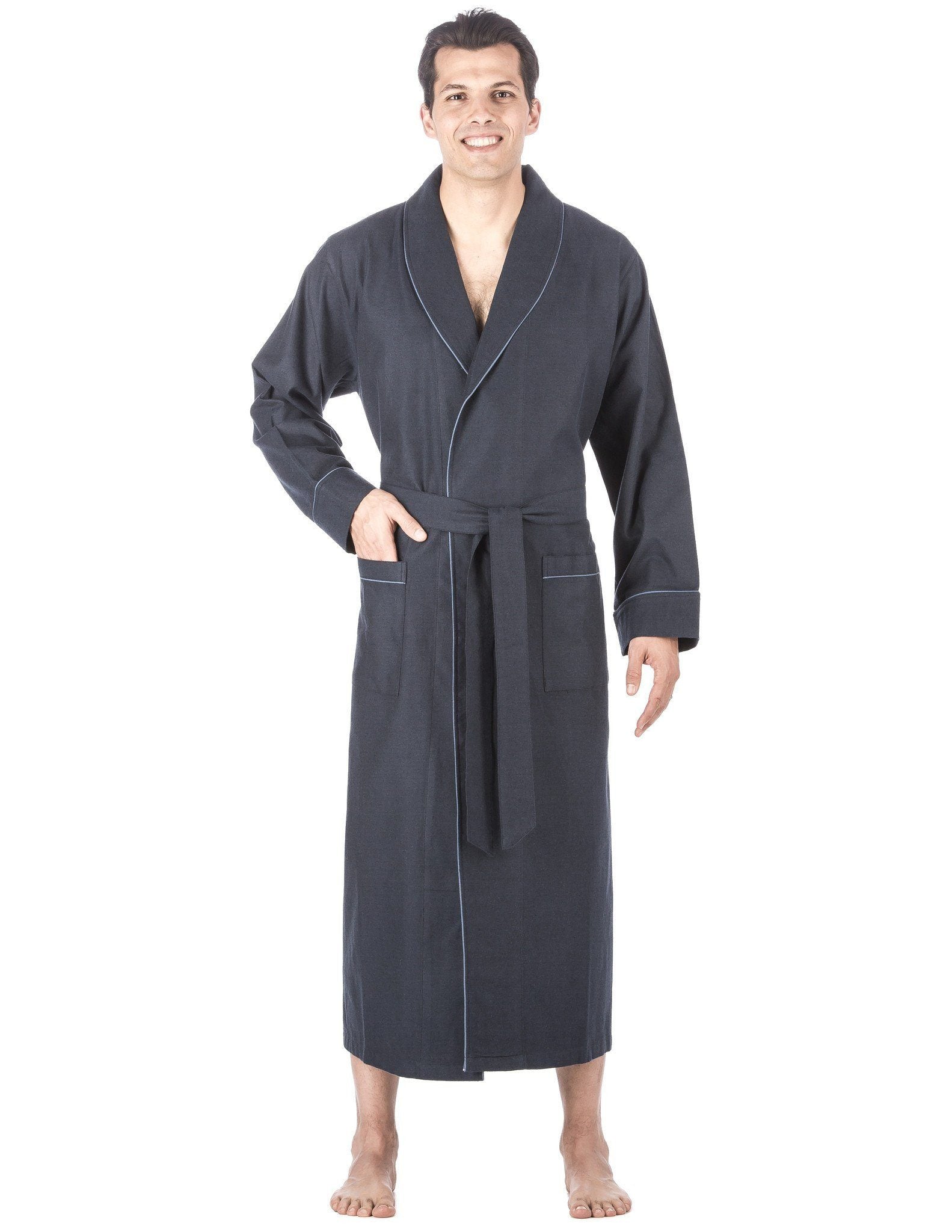 Men's Premium 100% Cotton Flannel Long Robe