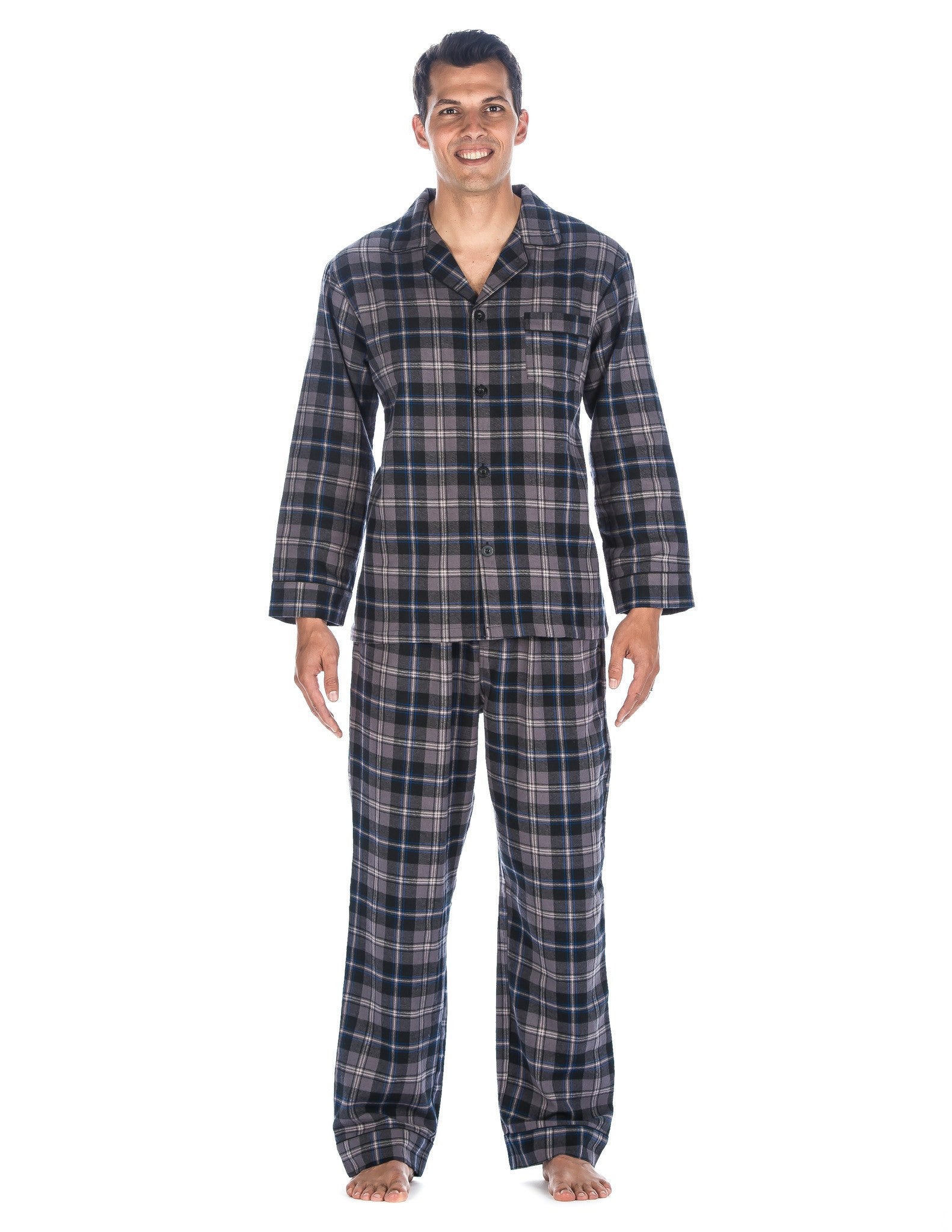 Men's Premium 100% Cotton Flannel Pajama Sleepwear Set (Relaxed Fit)