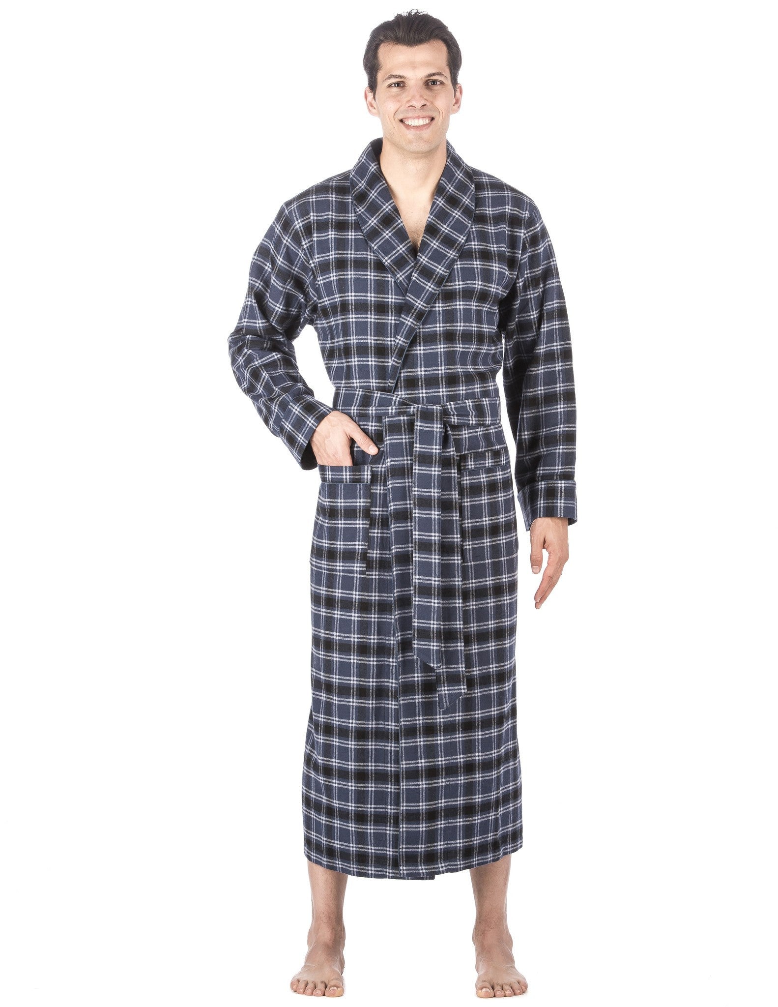 Men's Premium 100% Cotton Flannel Long Robe