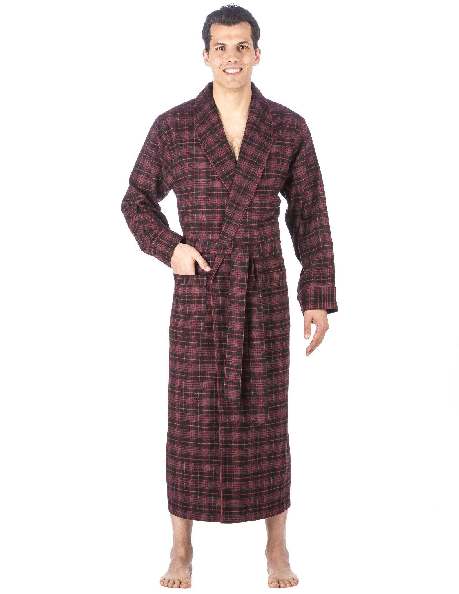 Men's Premium 100% Cotton Flannel Long Robe