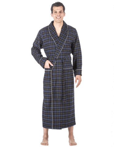 Men's Premium 100% Cotton Flannel Long Robe