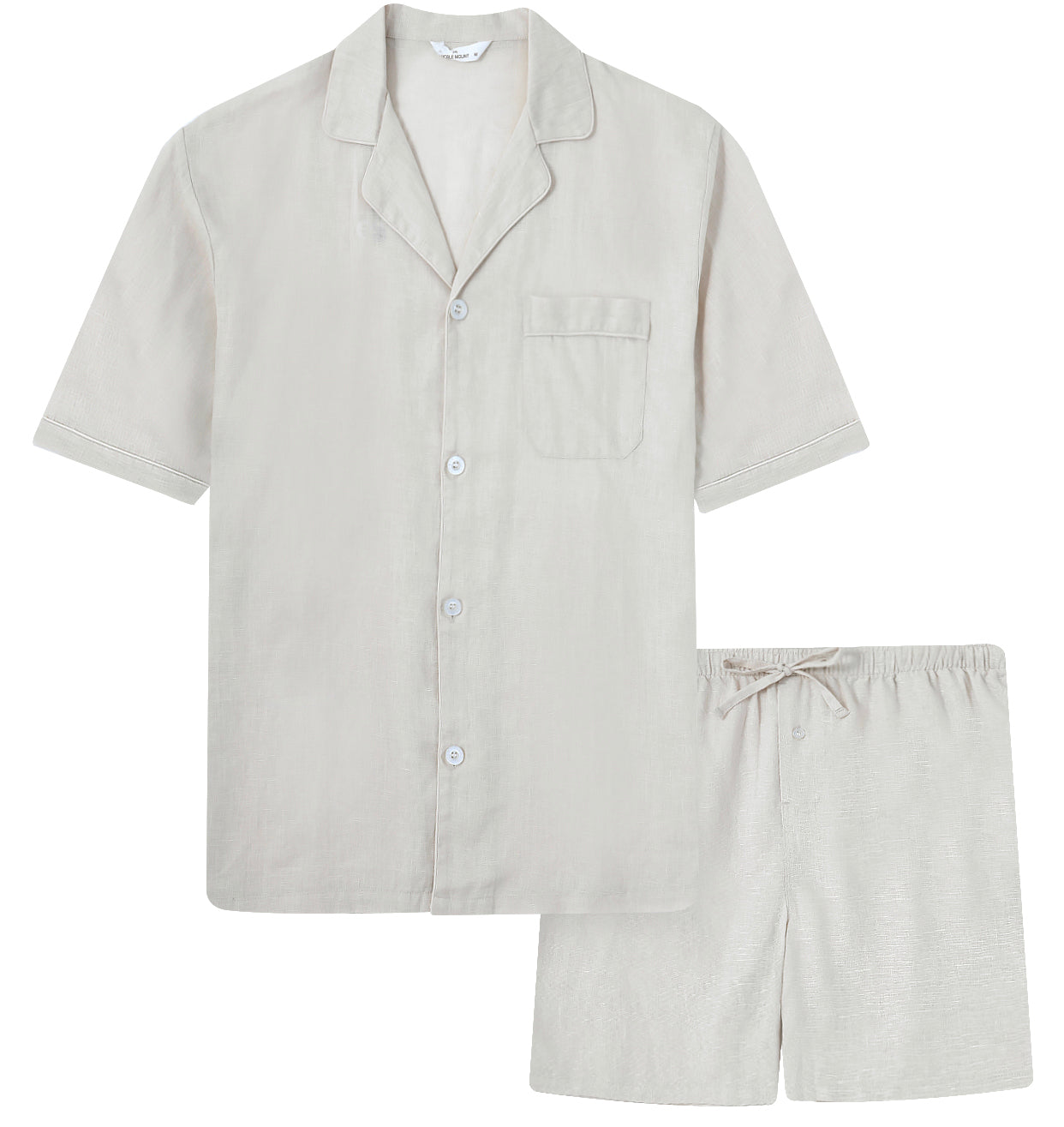 Noble Mount 100% Linen Men's Short Pajama Set for Summer