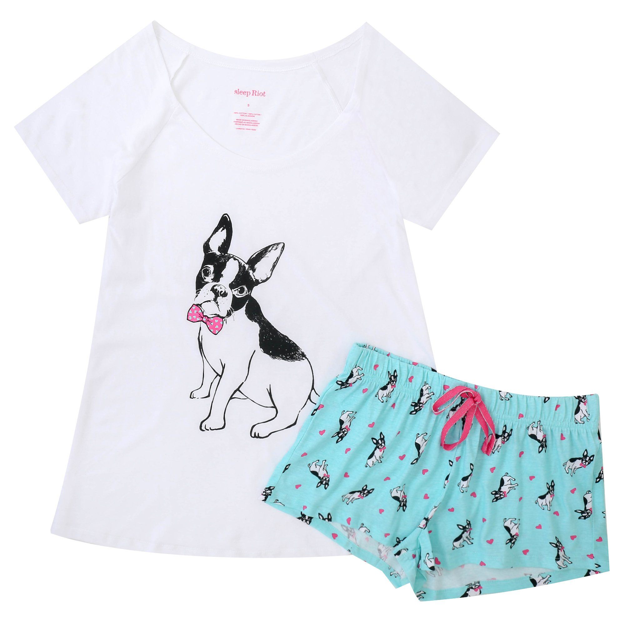 Women's Soft Knit 100% Cotton Jersey Short Lounge-Sleep Set