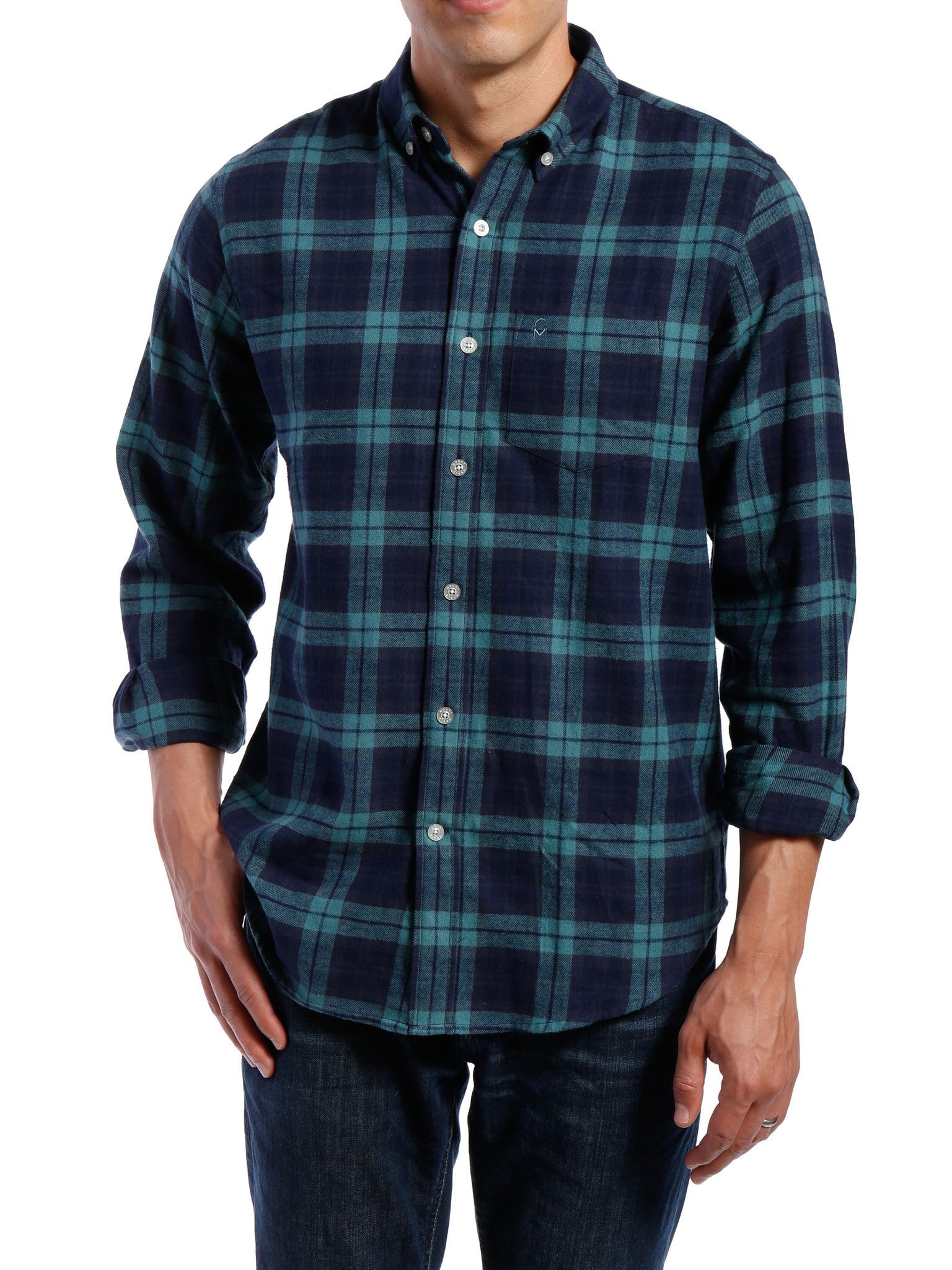 Navy-Green Plaid