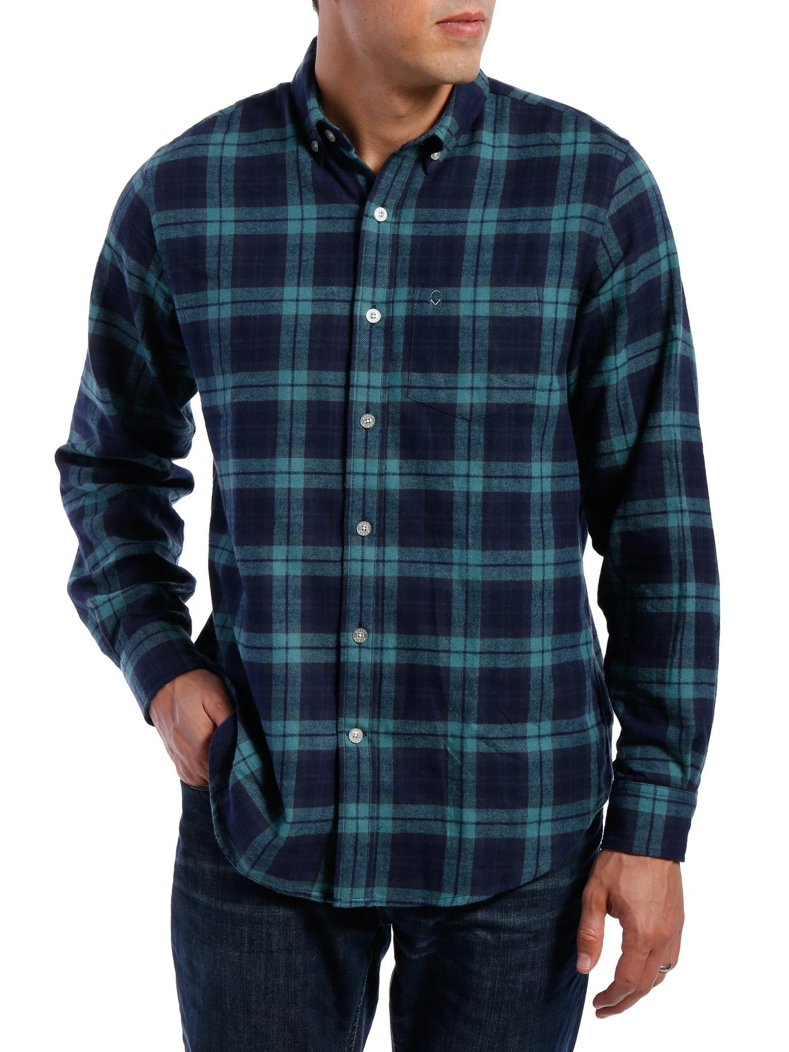 Mens 100% Cotton Flannel Shirt - Regular Fit