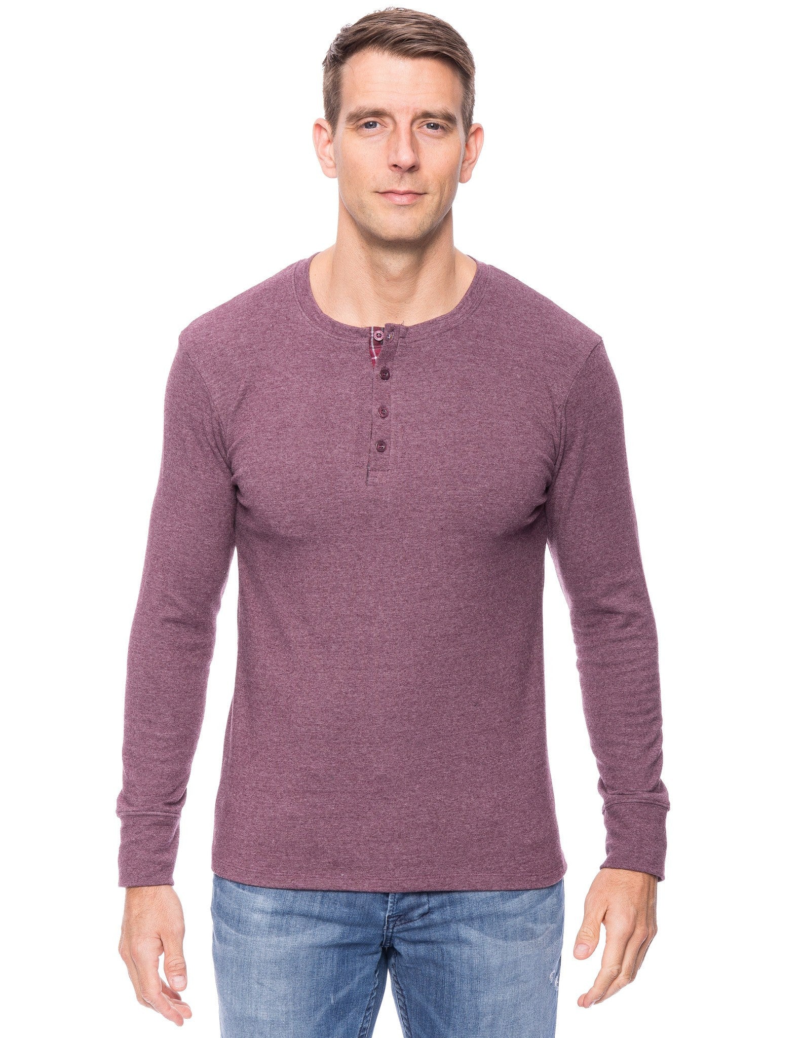 Men's Soft Brushed Rib Long Sleeve Henley Top