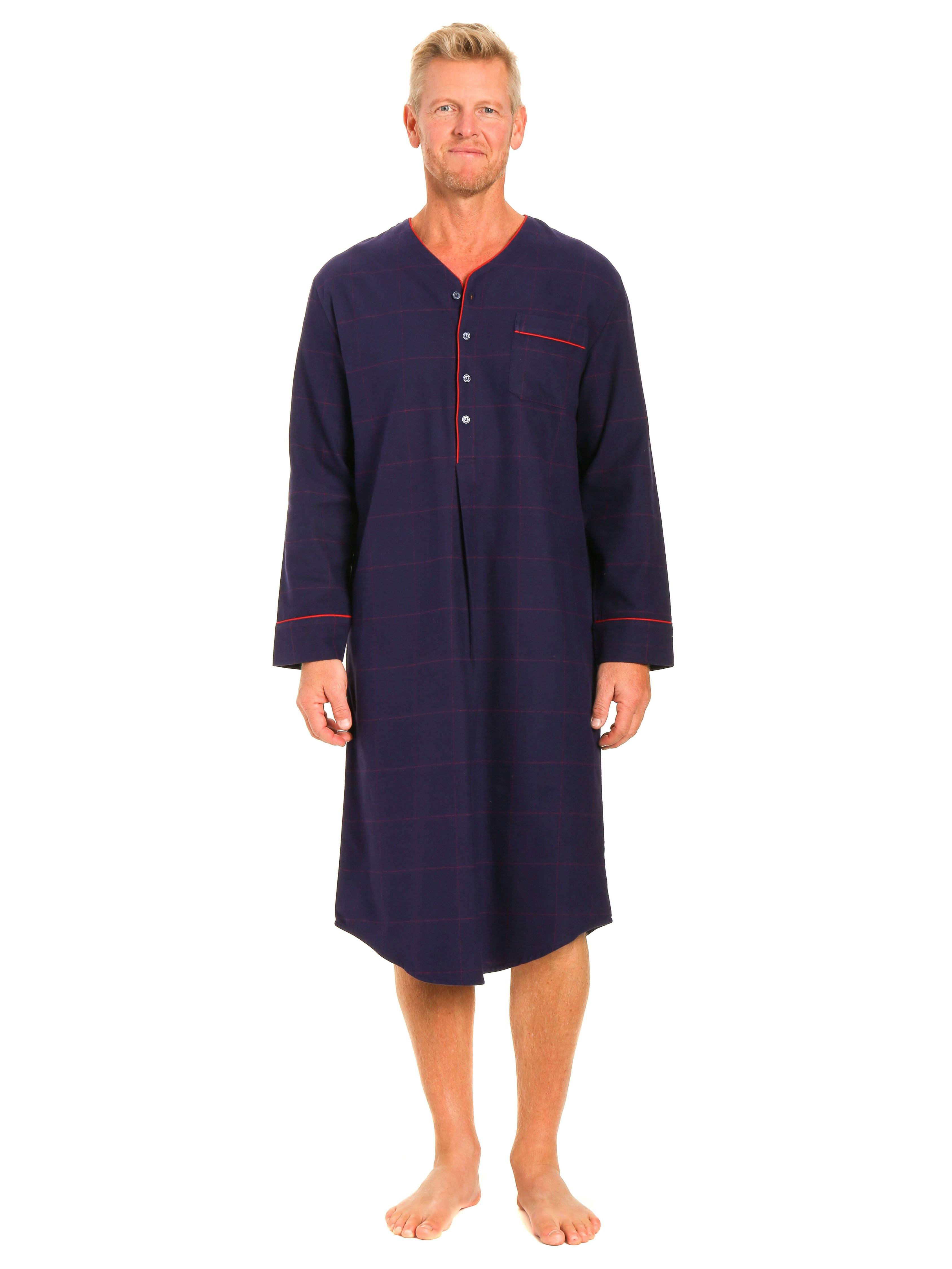 Mens Nightshirt - 100% Cotton Flannel Mens Nightshirts for Sleeping