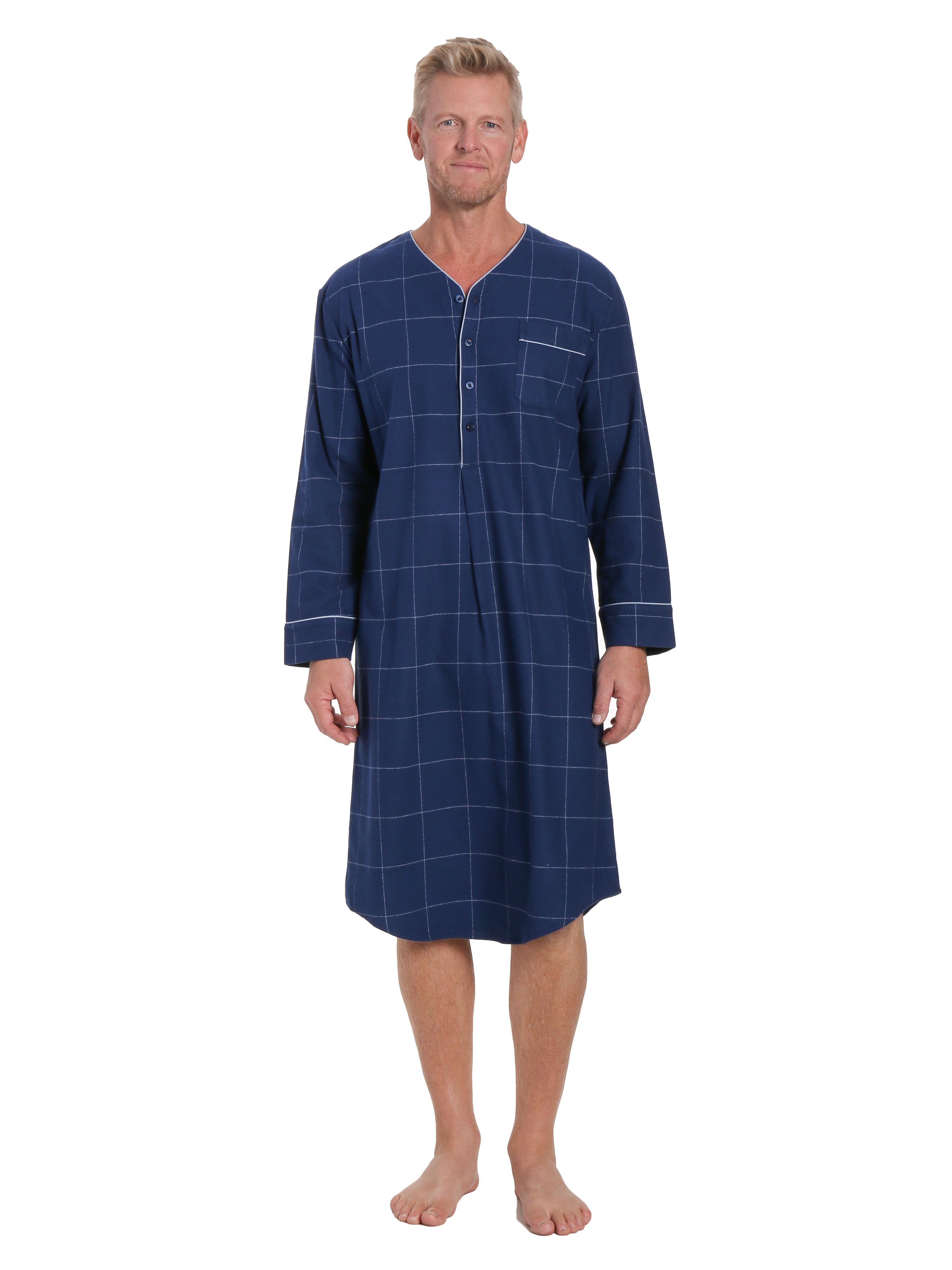 Mens Nightshirt - 100% Cotton Flannel Mens Nightshirts for Sleeping