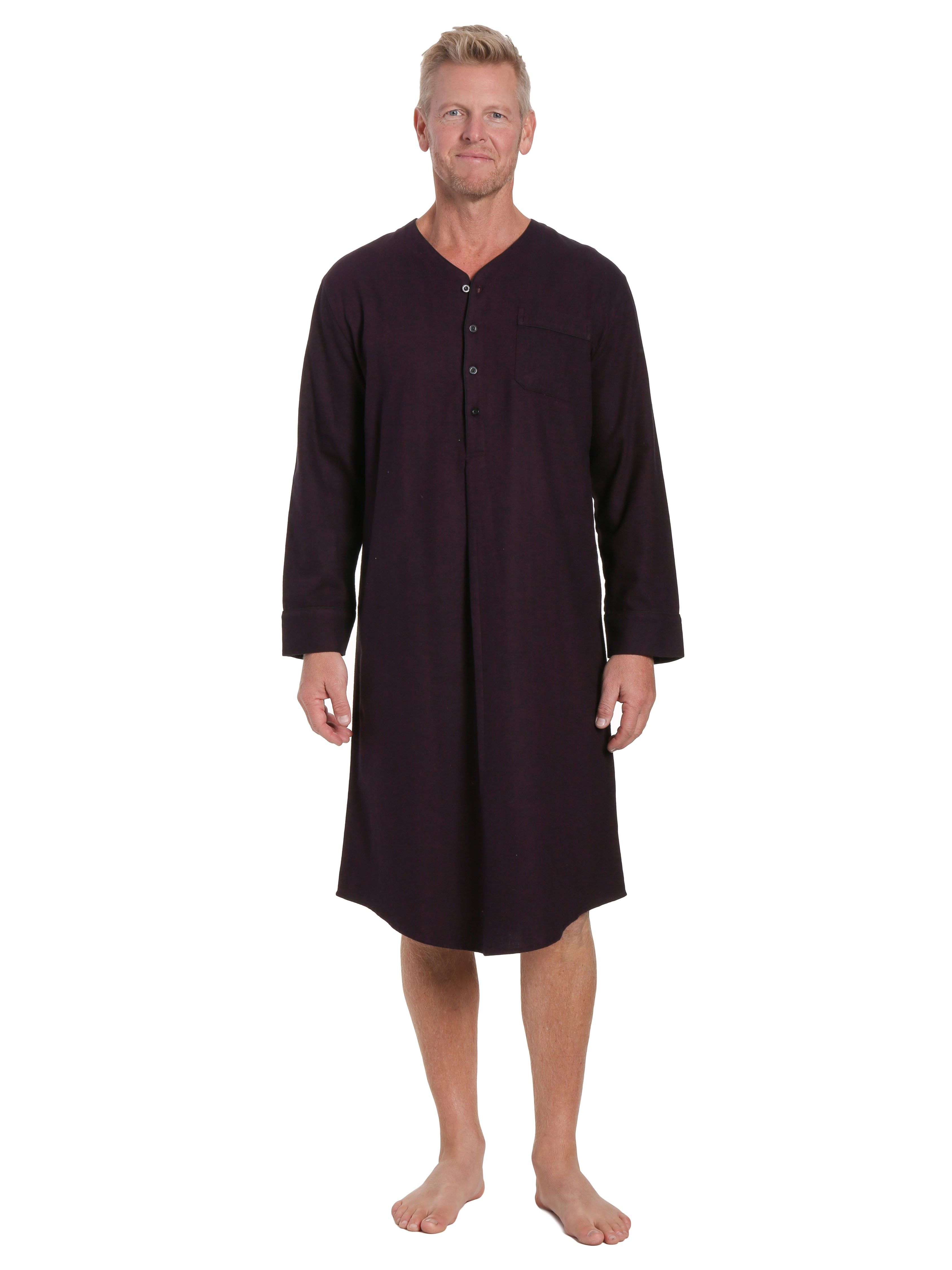 Mens Nightshirt - 100% Cotton Flannel Mens Nightshirts for Sleeping