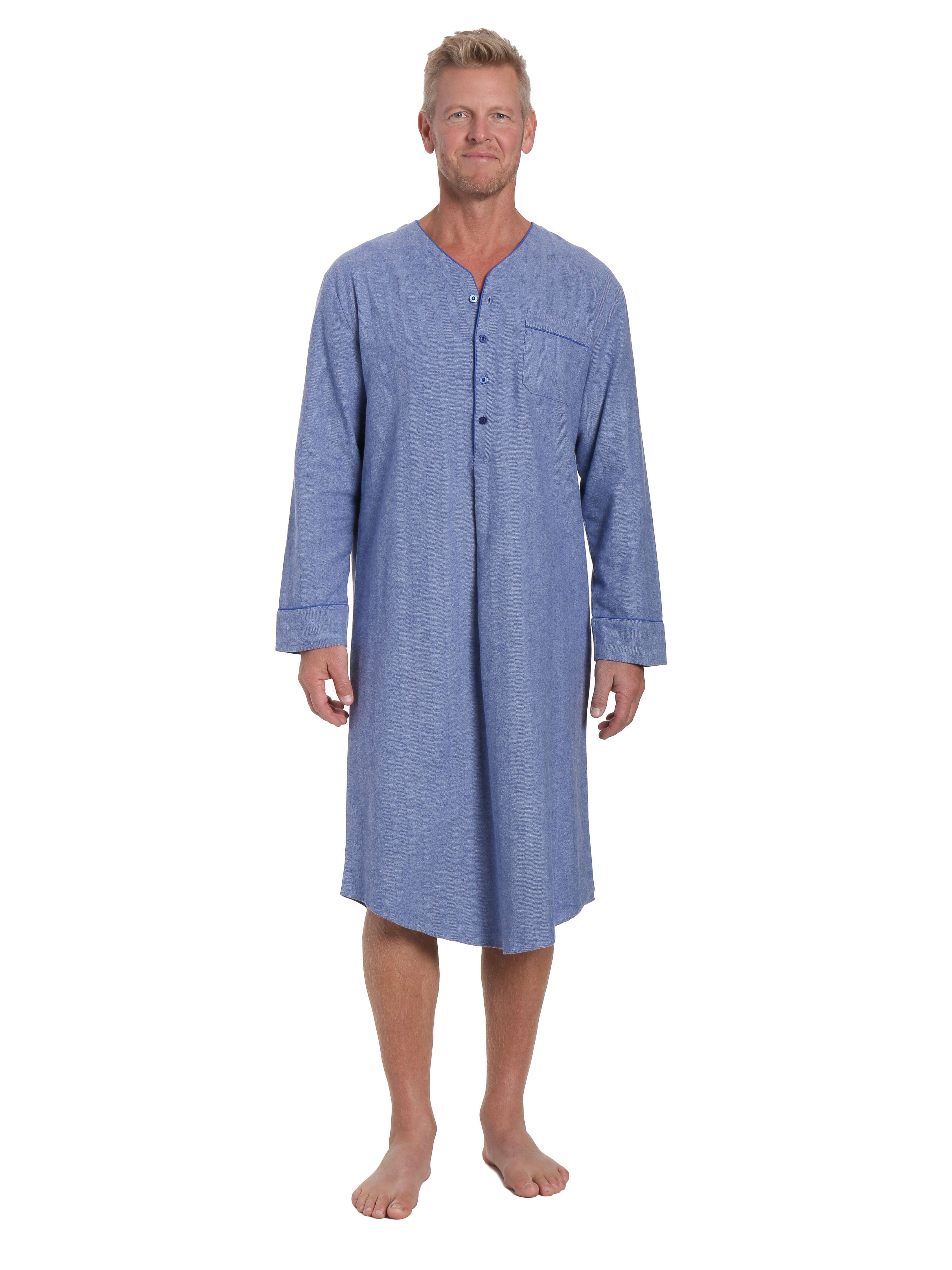 Mens Nightshirt - 100% Cotton Flannel Mens Nightshirts for Sleeping