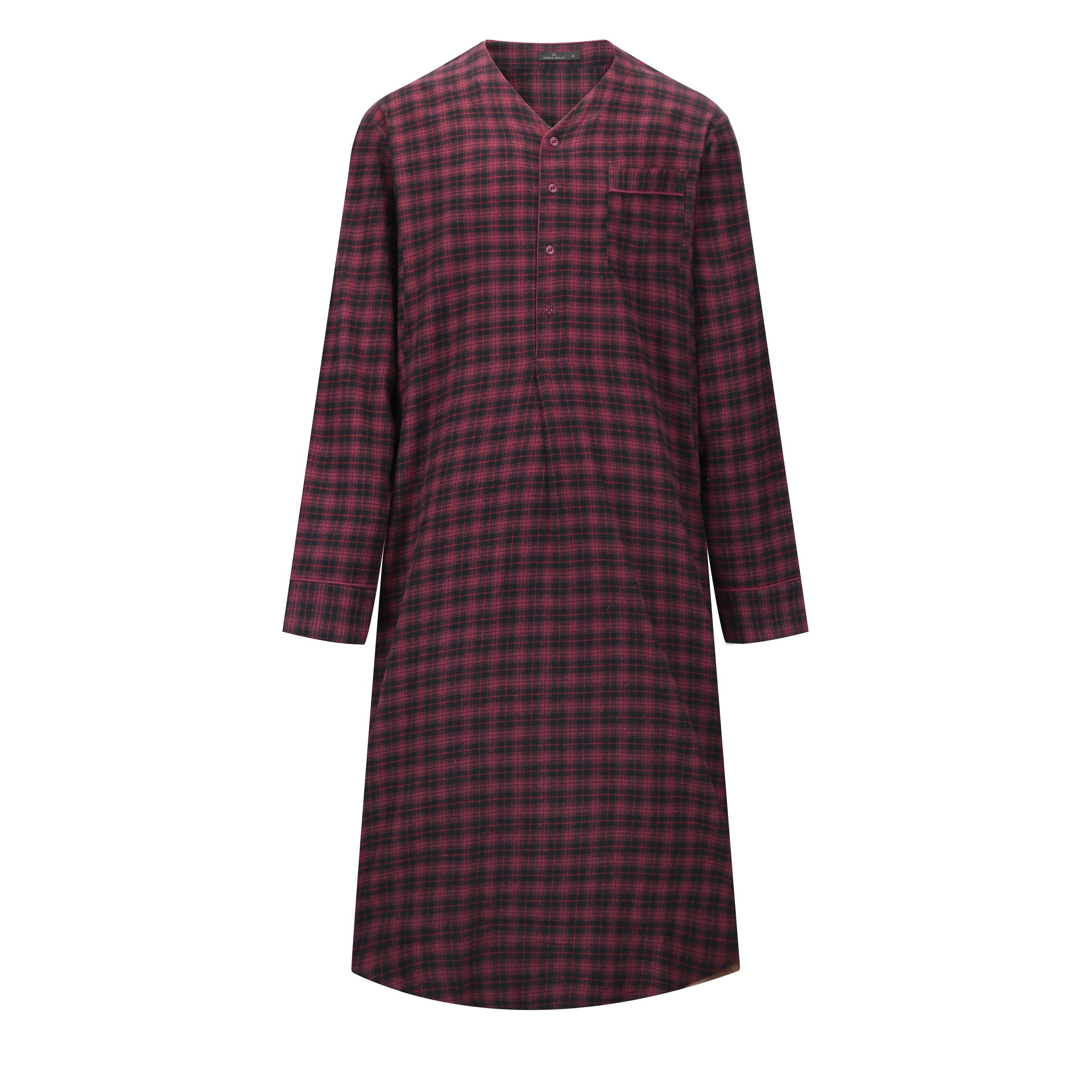 Mens Nightshirt - 100% Cotton Flannel Mens Nightshirts for Sleeping