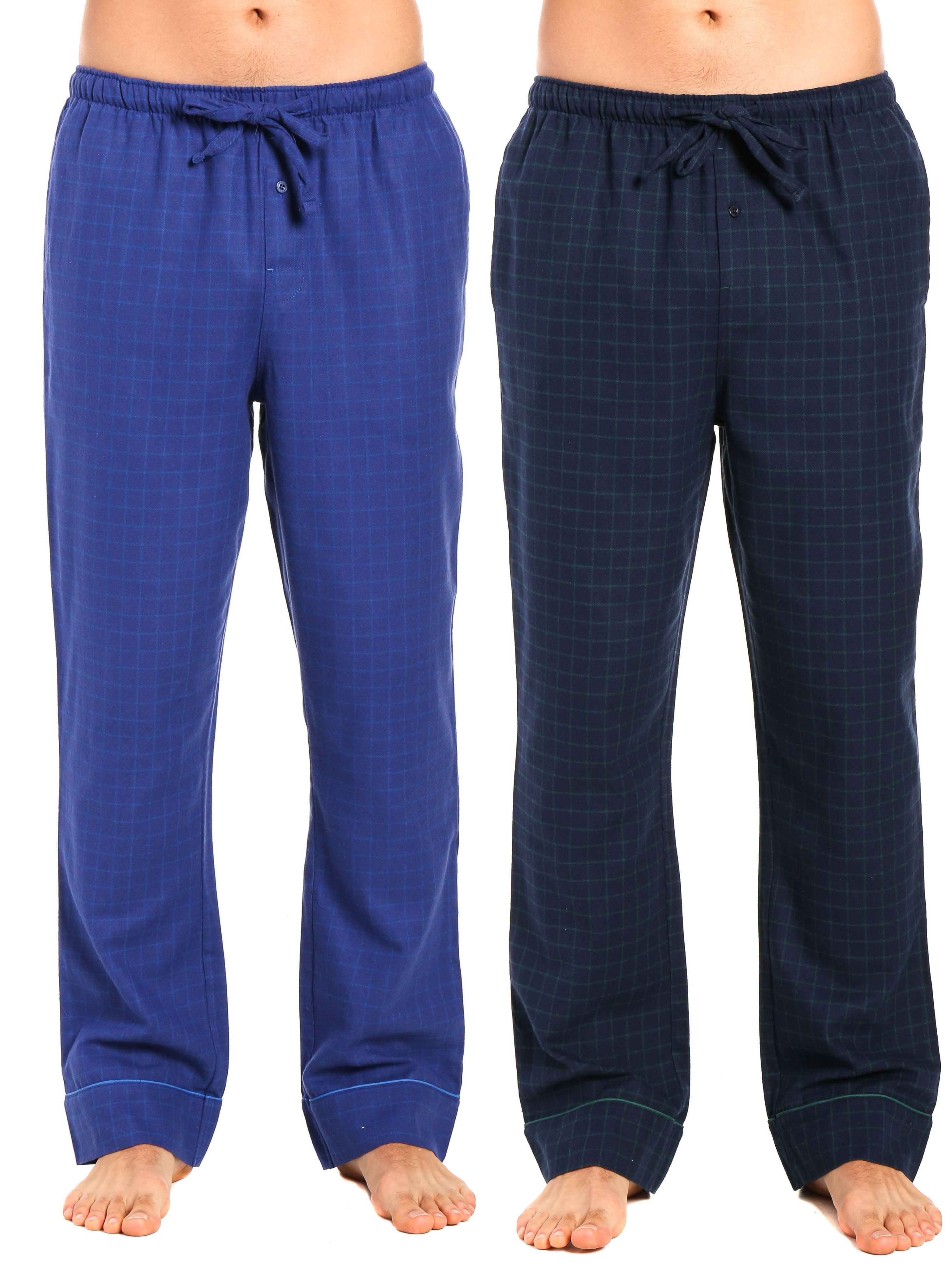 Men's 100% Cotton Flannel Lounge Pants - 2 Pack