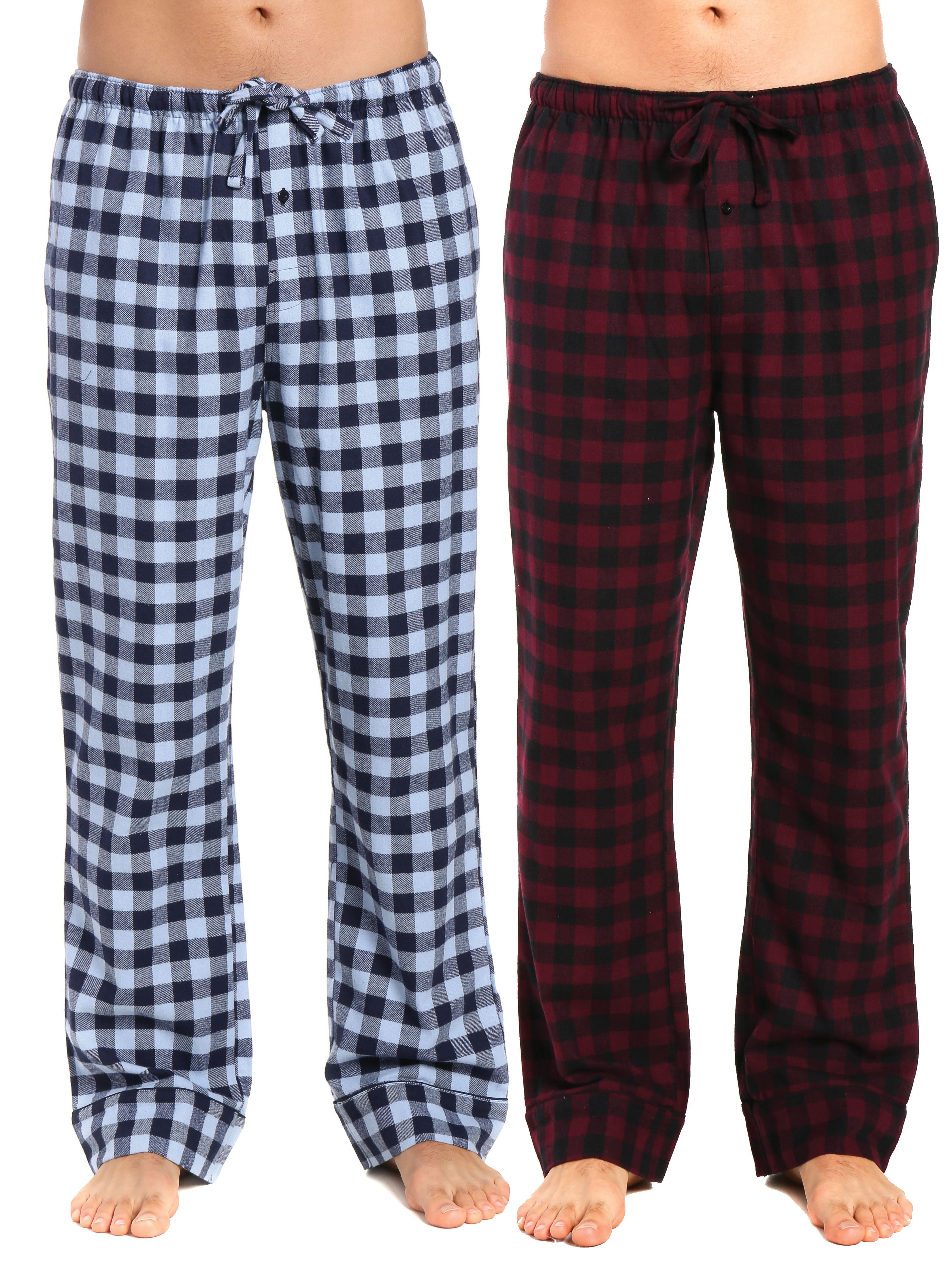 Men's 100% Cotton Flannel Lounge Pants - 2 Pack