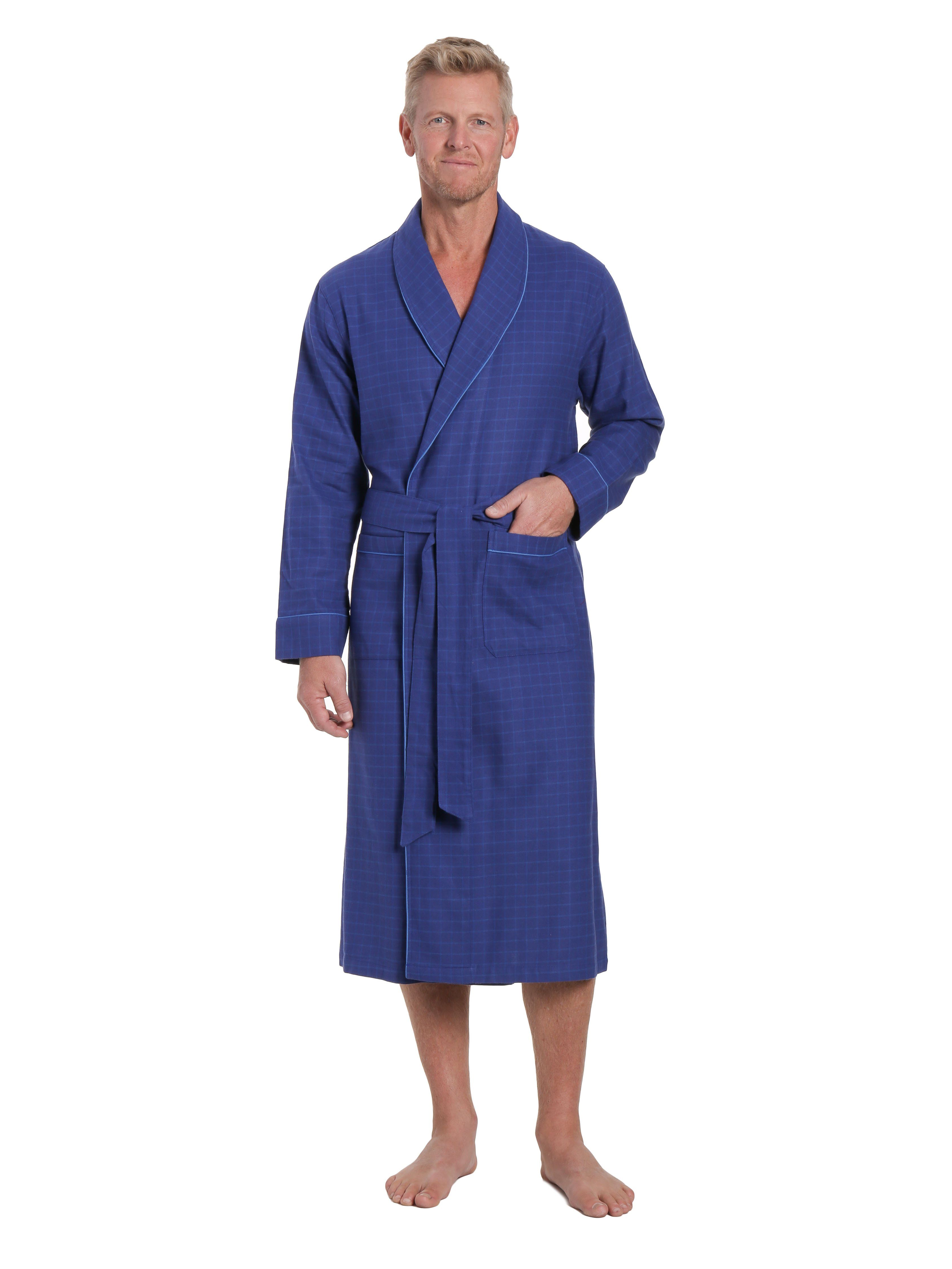 Mens Robe - Premium 100% Cotton Flannel Robe