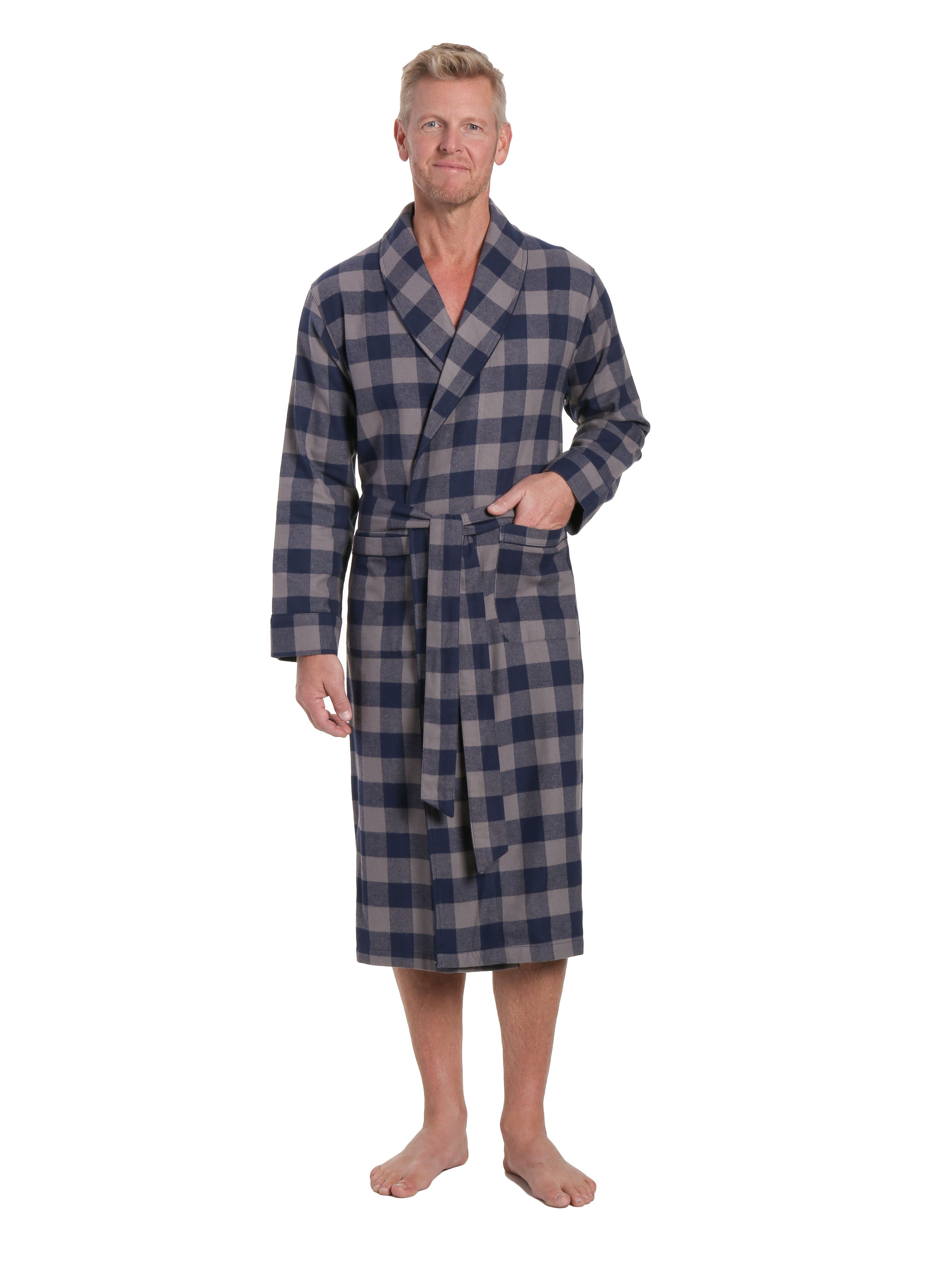 Mens Robe - Premium 100% Cotton Flannel Robe