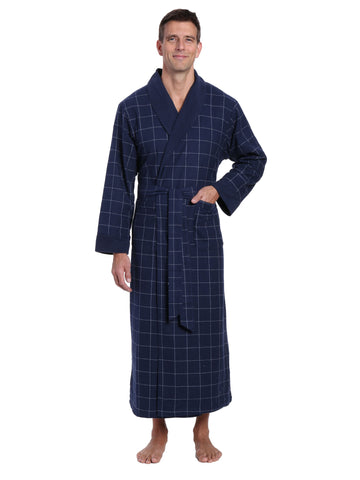 Men's Premium 100% Cotton Flannel Fleece Lined Robe