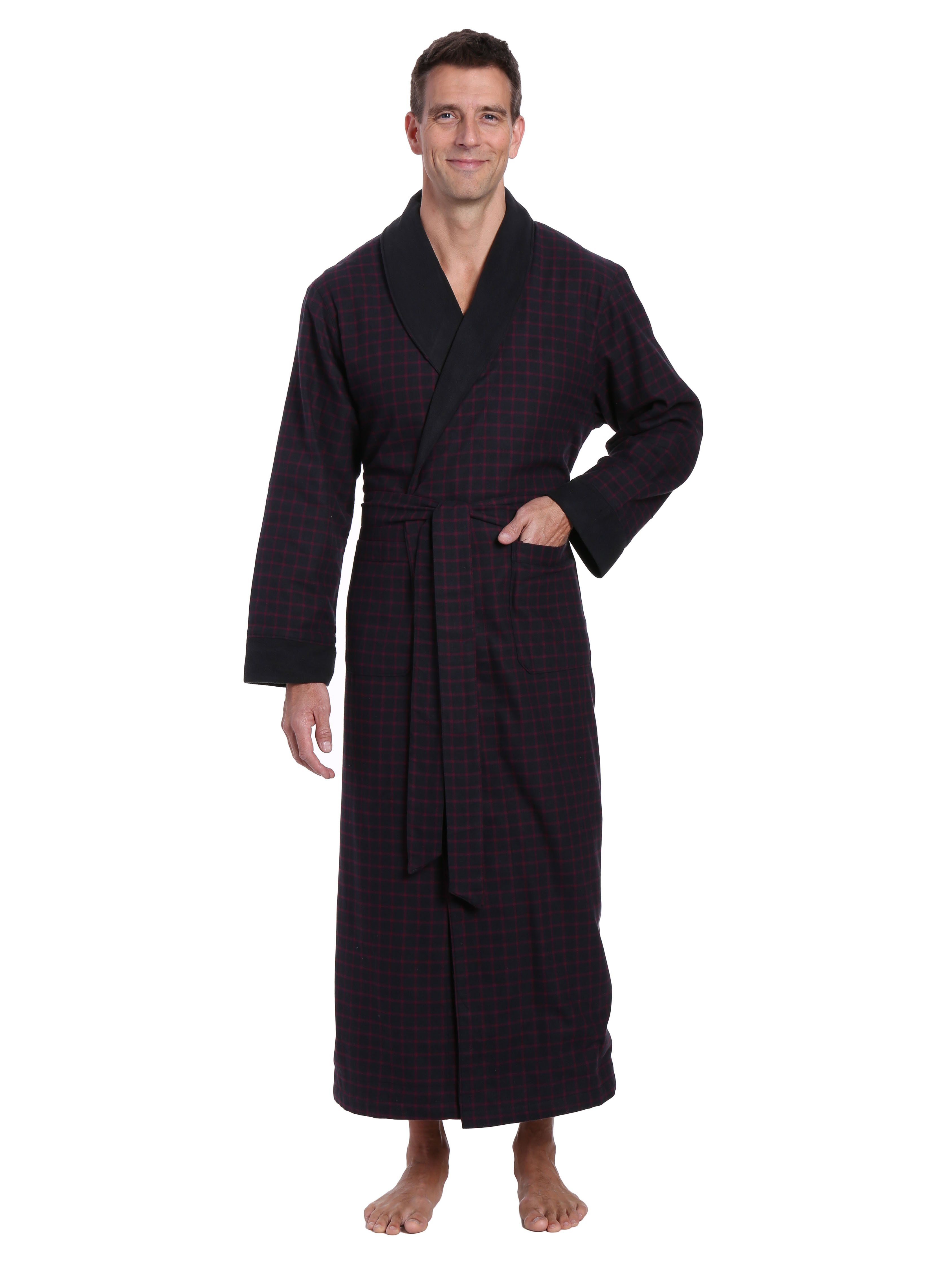 Men's Premium 100% Cotton Flannel Fleece Lined Robe