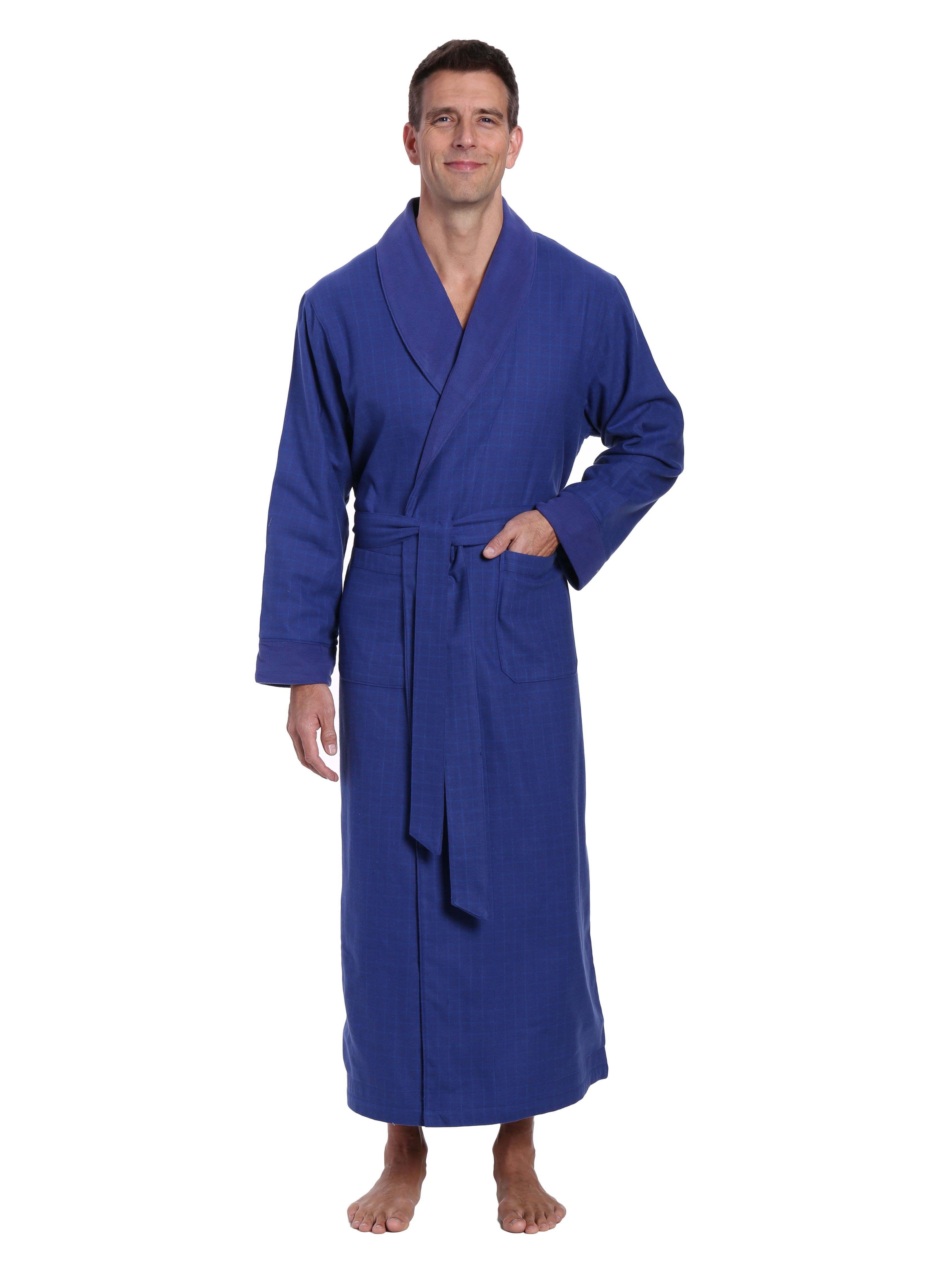 Men's Premium 100% Cotton Flannel Fleece Lined Robe