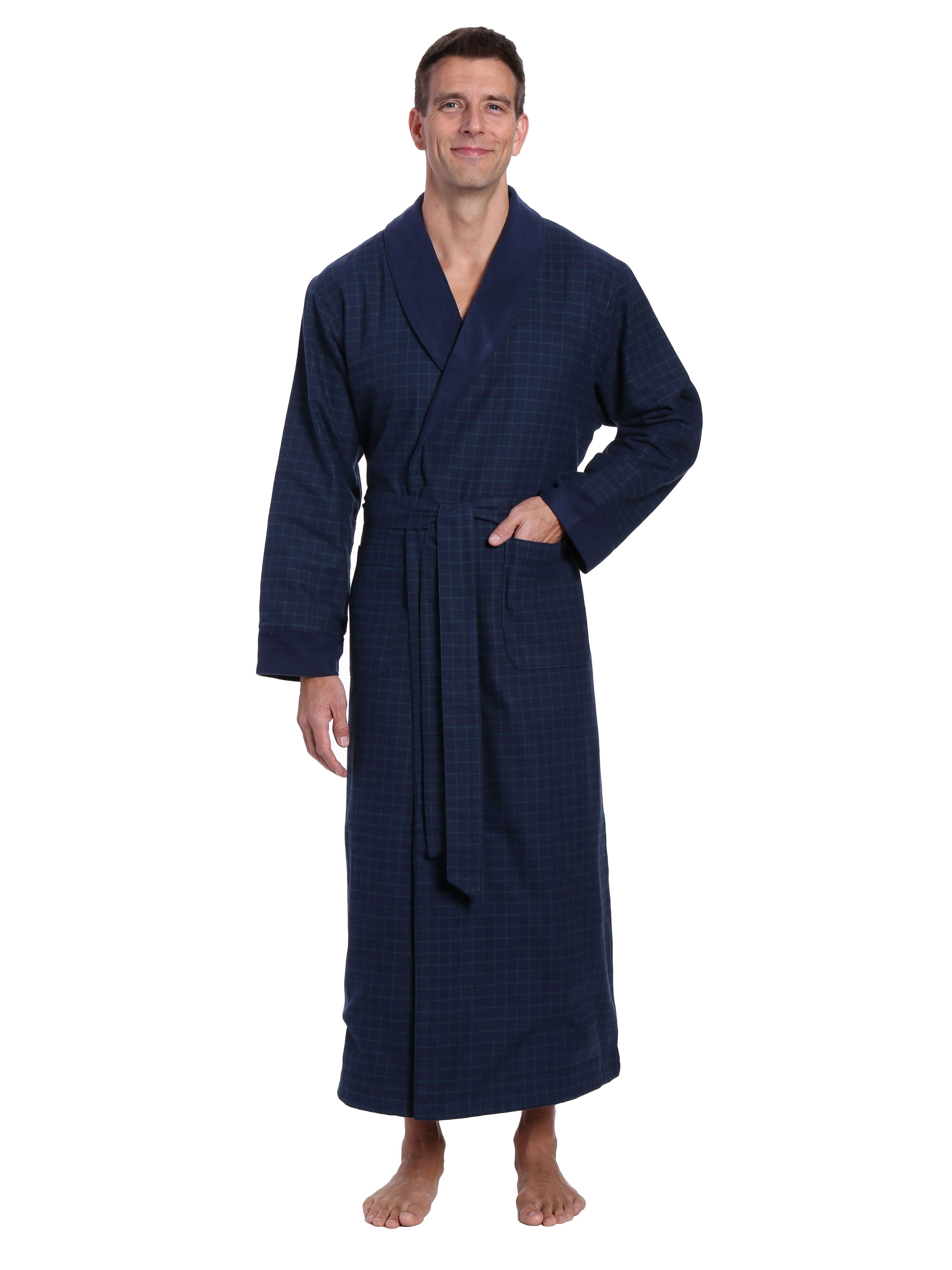 Men's Premium 100% Cotton Flannel Fleece Lined Robe