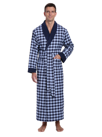 Men's Premium 100% Cotton Flannel Fleece Lined Robe