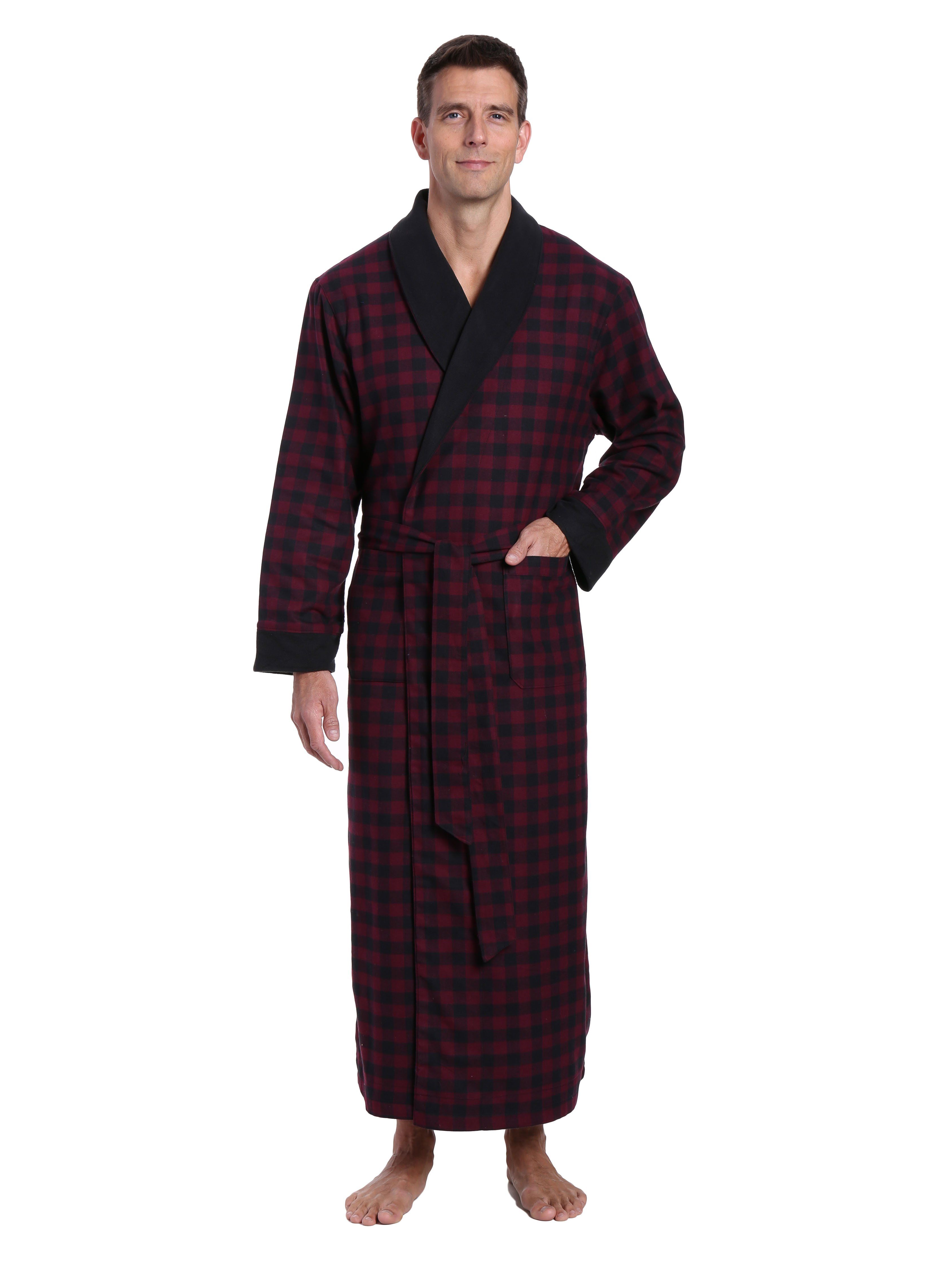 Men's Premium 100% Cotton Flannel Fleece Lined Robe