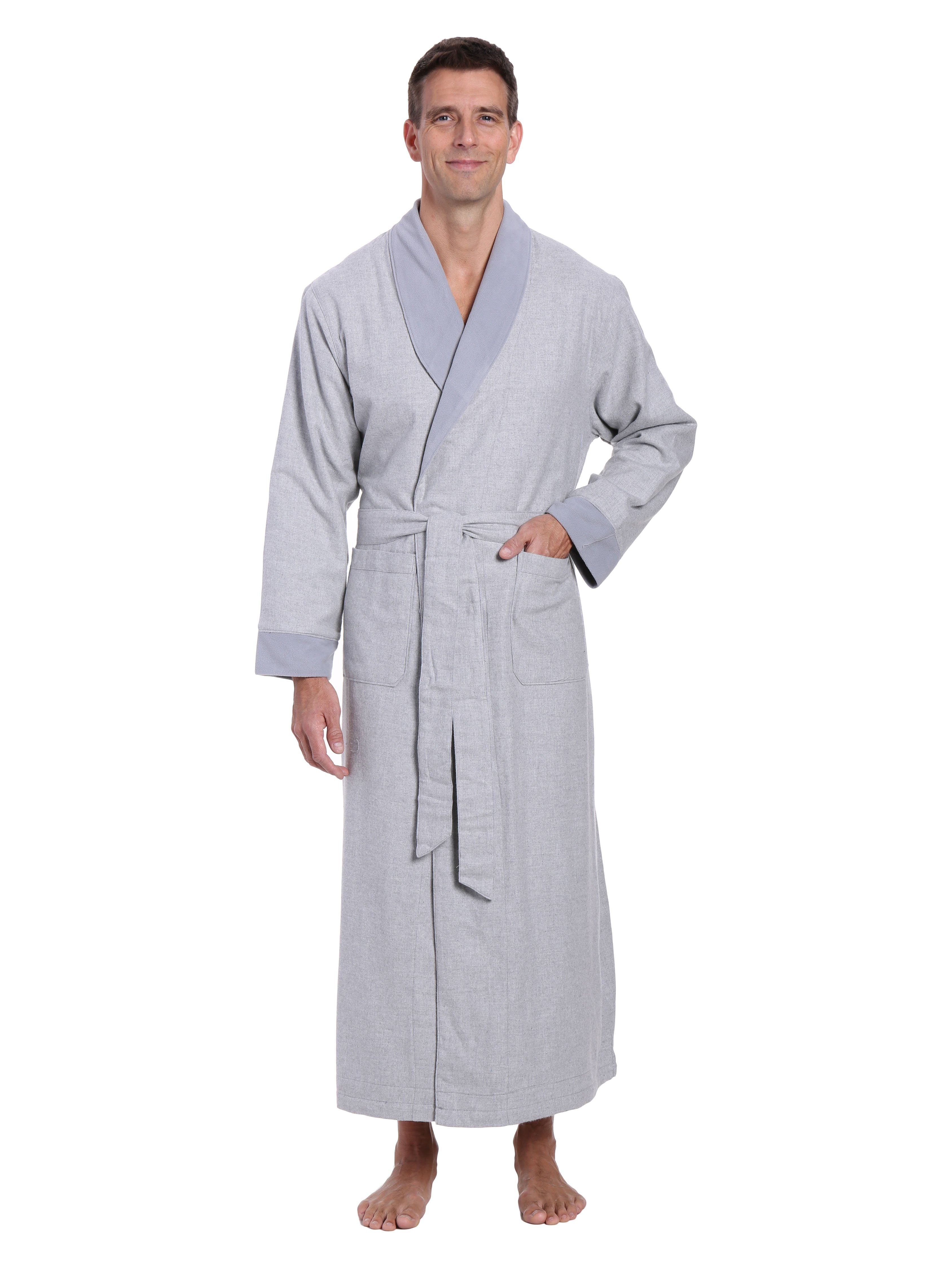 Men's Premium 100% Cotton Flannel Fleece Lined Robe