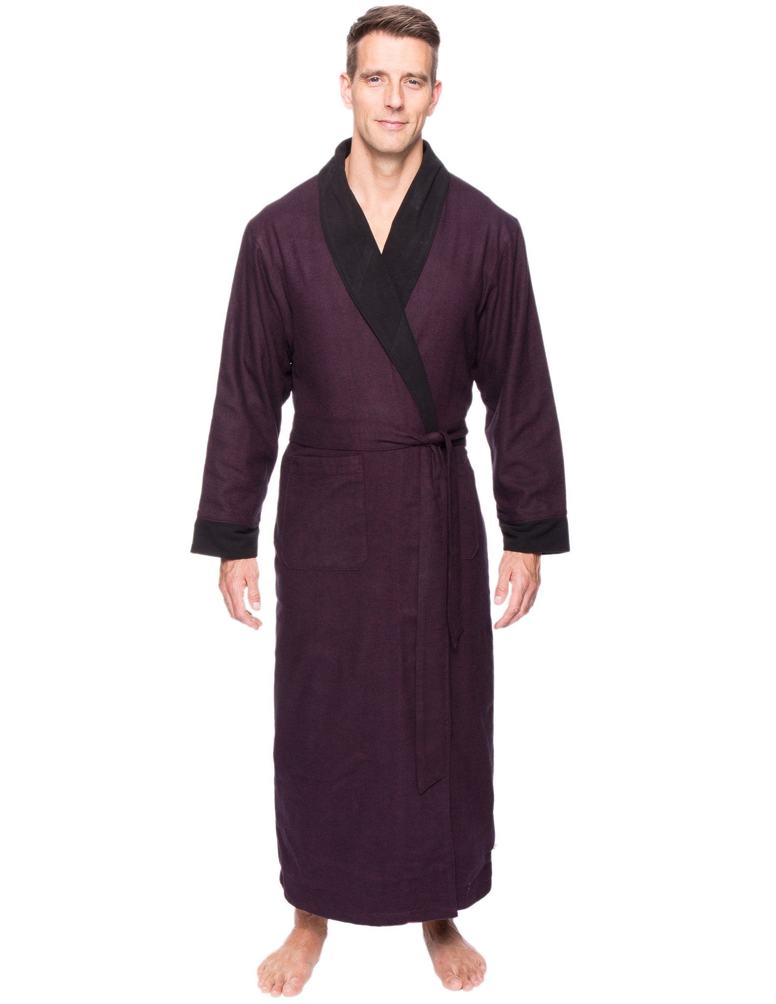 Men's Premium 100% Cotton Flannel Fleece Lined Robe