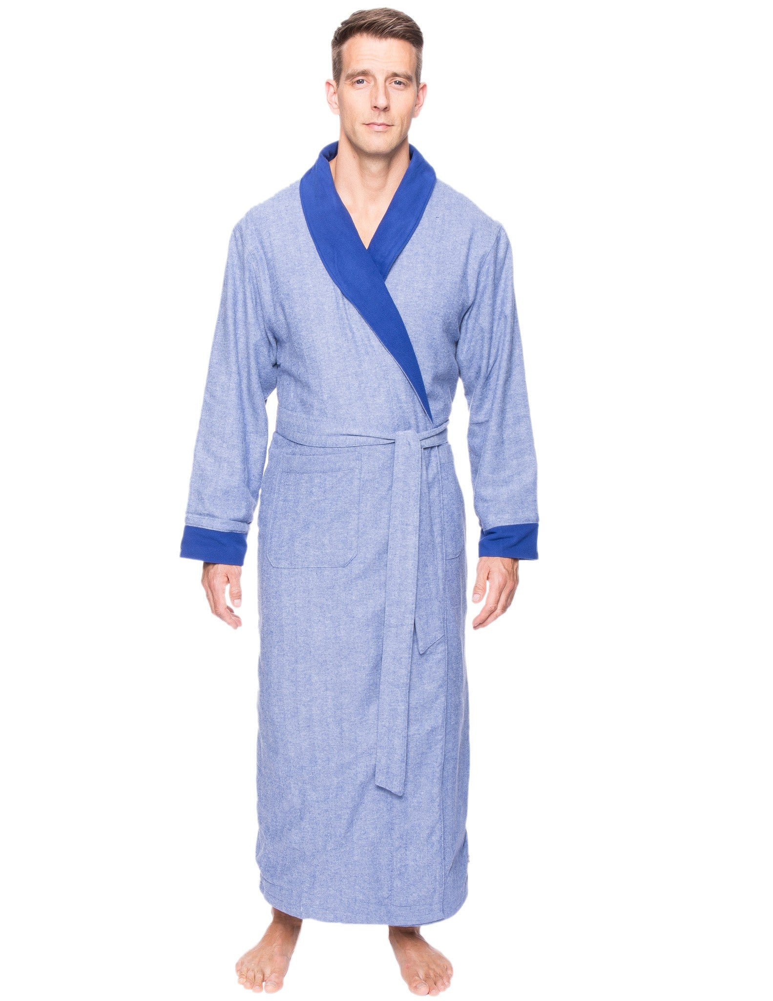 Men's Premium 100% Cotton Flannel Fleece Lined Robe