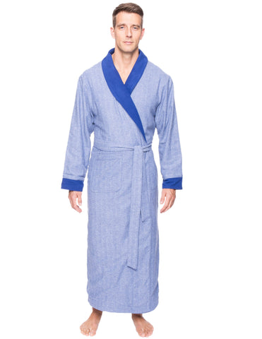 Men's Premium 100% Cotton Flannel Fleece Lined Robe