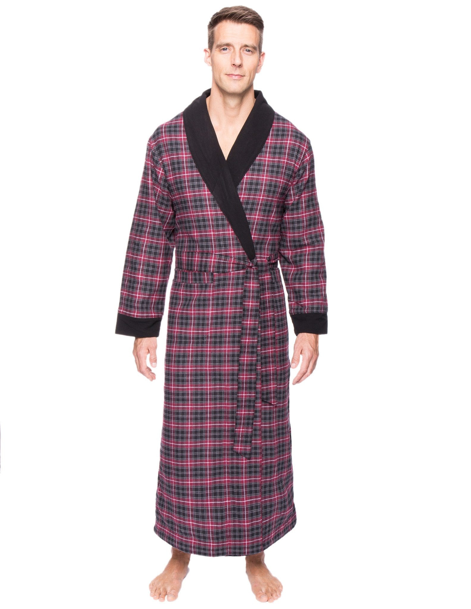 Men's Premium 100% Cotton Flannel Fleece Lined Robe