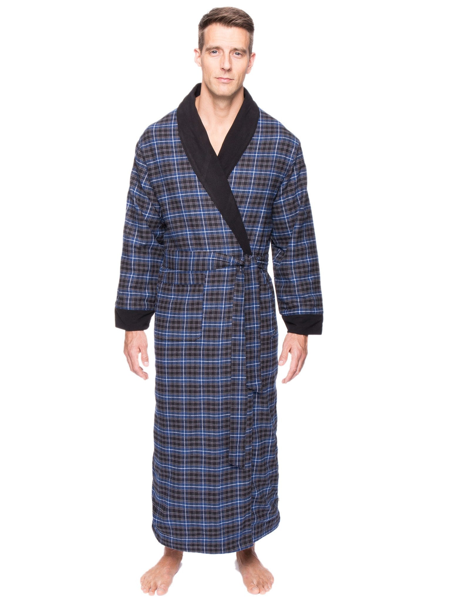 Men's Premium 100% Cotton Flannel Fleece Lined Robe