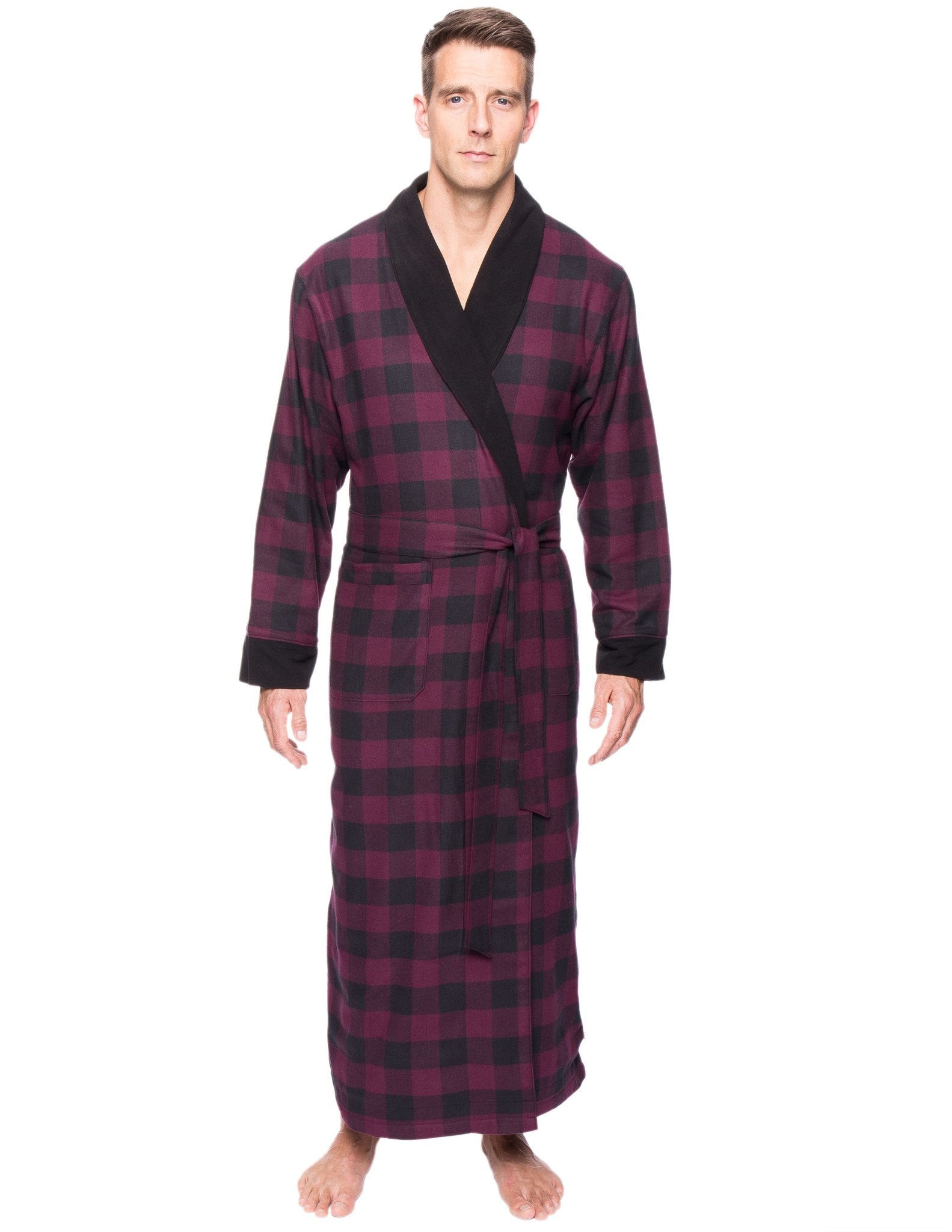 Men's Premium 100% Cotton Flannel Fleece Lined Robe